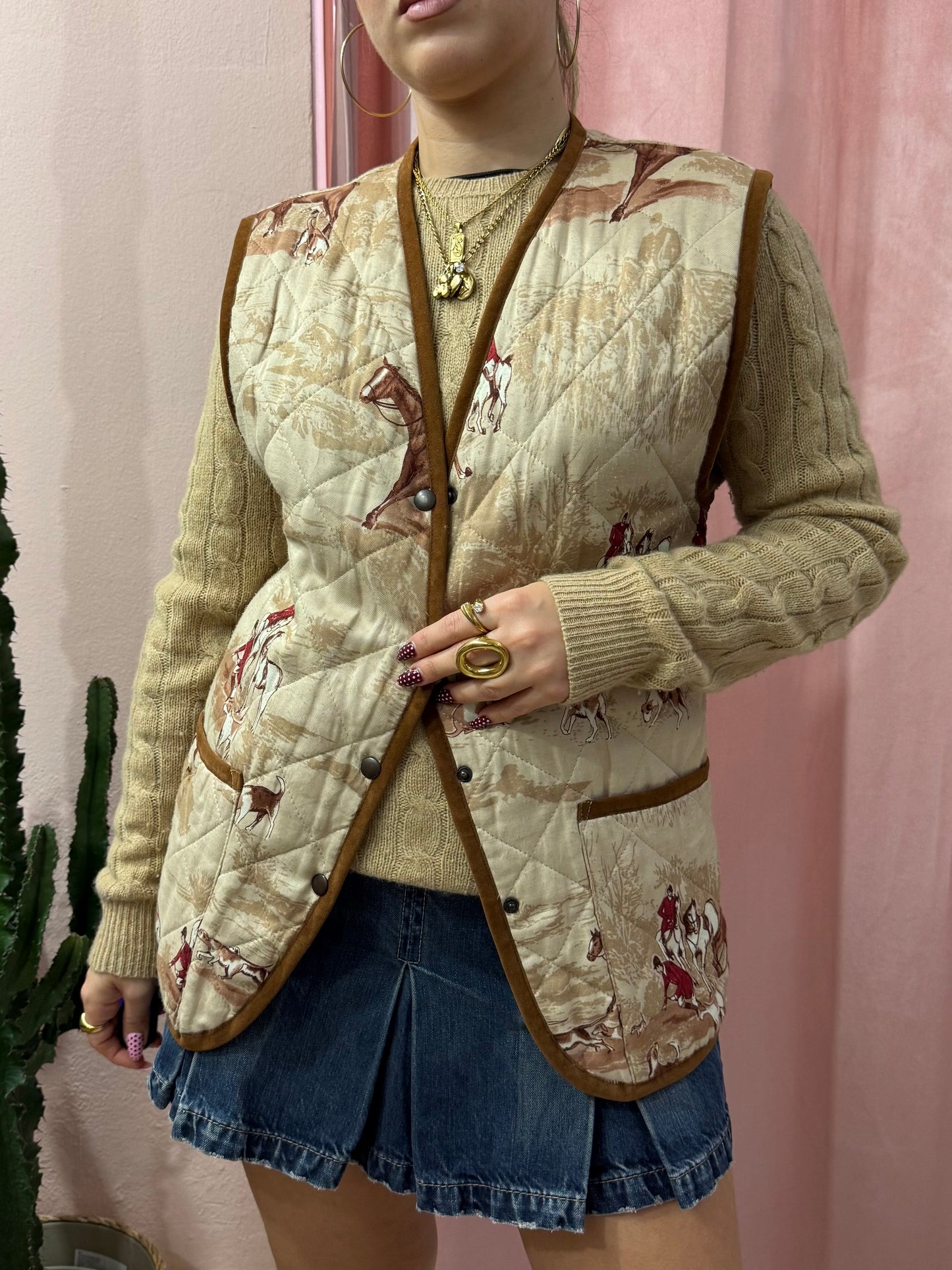 Gilet vintage in tessuto fantasia Caccia