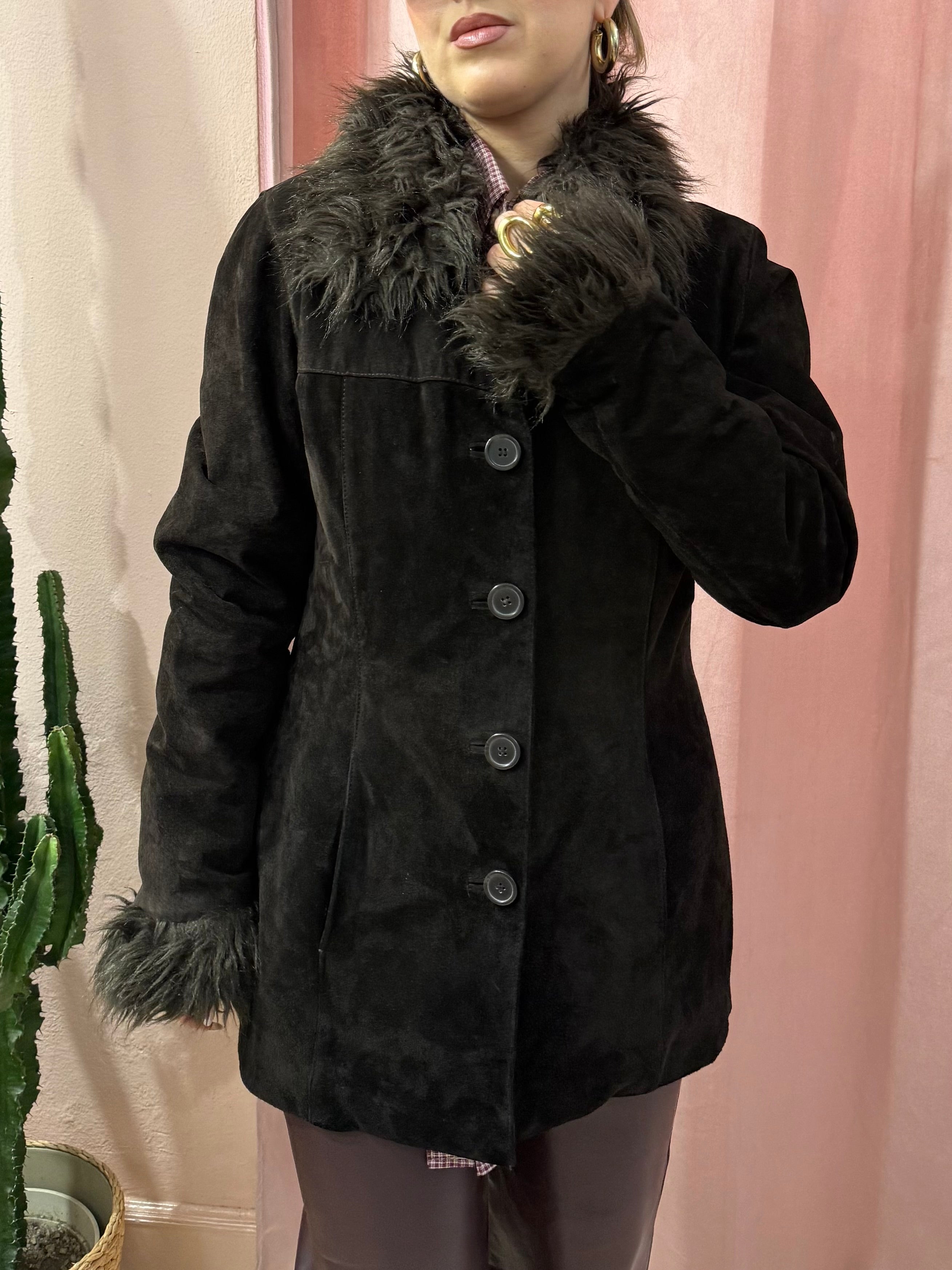 Giacca in vera pelle moro con pelo