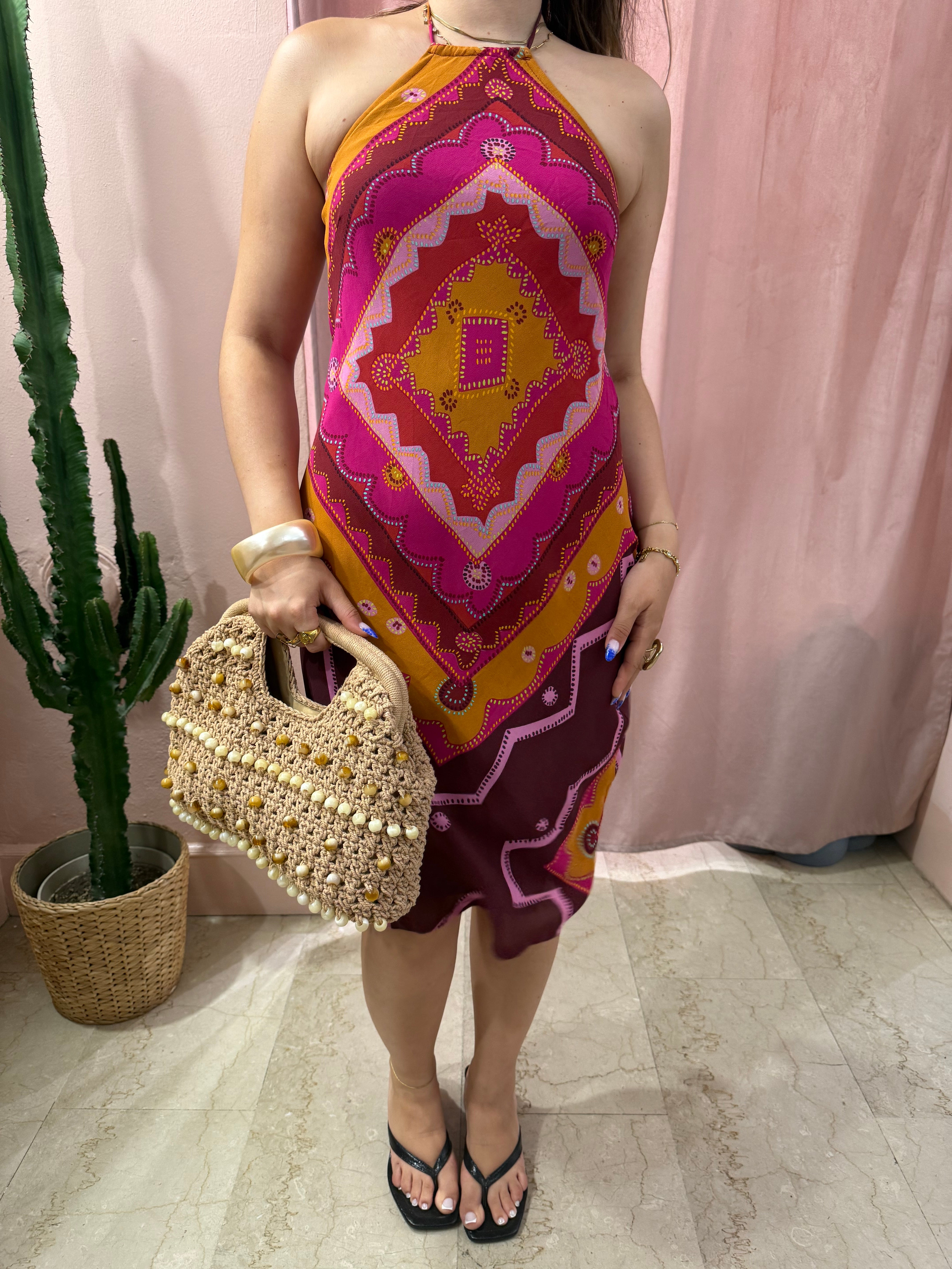 Vestito 00s multicolore scollo halter