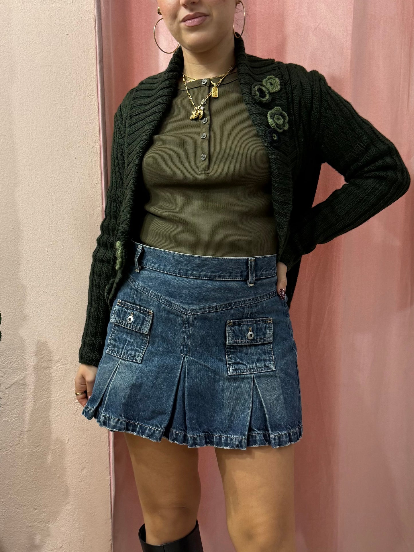 Minigonna in denim con pieghe