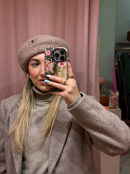 Basco in pura lana con dettaglio strass