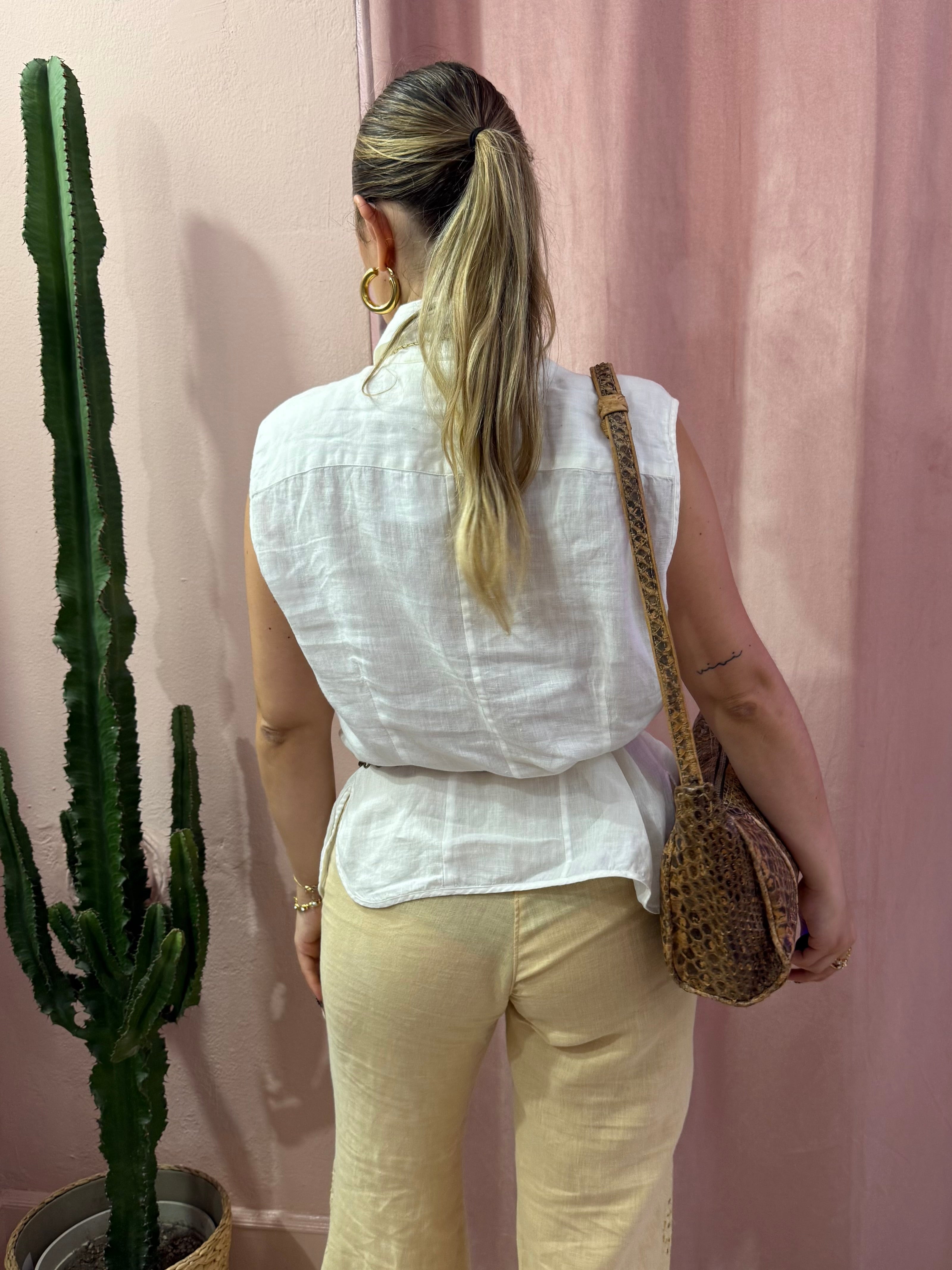 Blusa smanicata Max Mara in puro lino