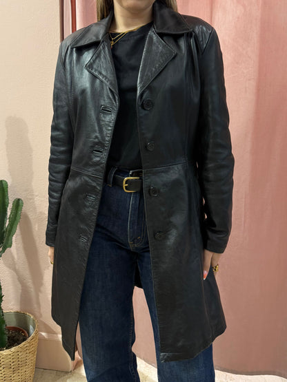 Giacca lunga in vera pelle