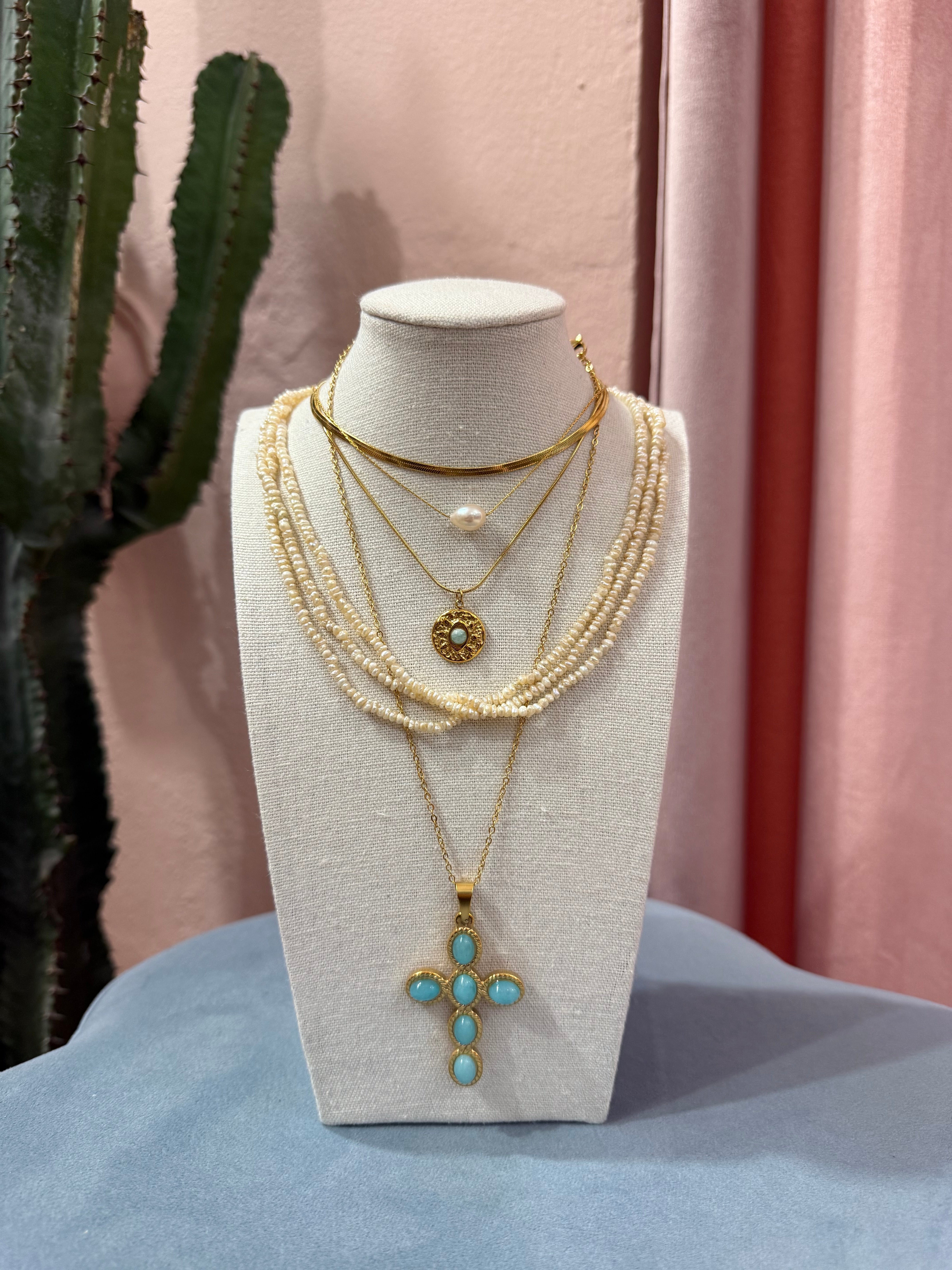 Collana croce turchese