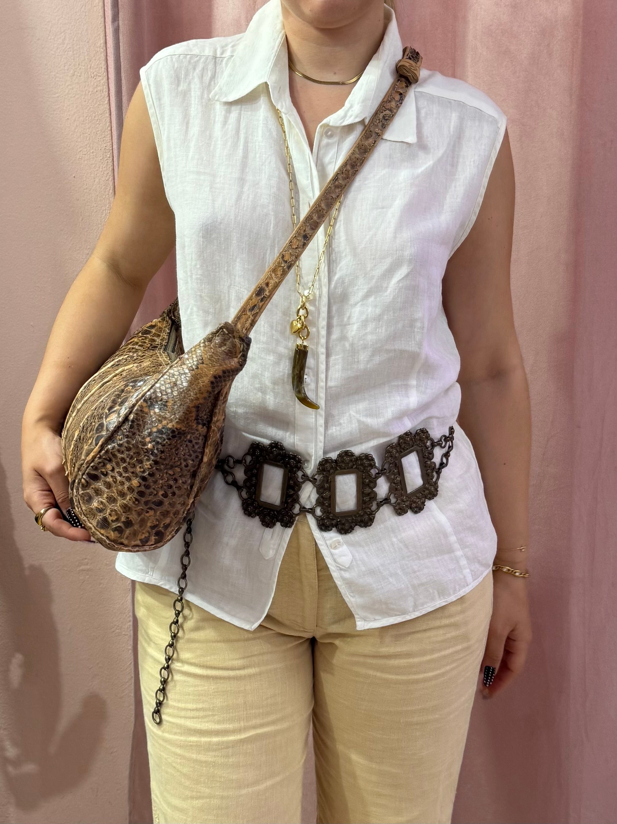 Borsa a tracolla vintage in pelle di serpente