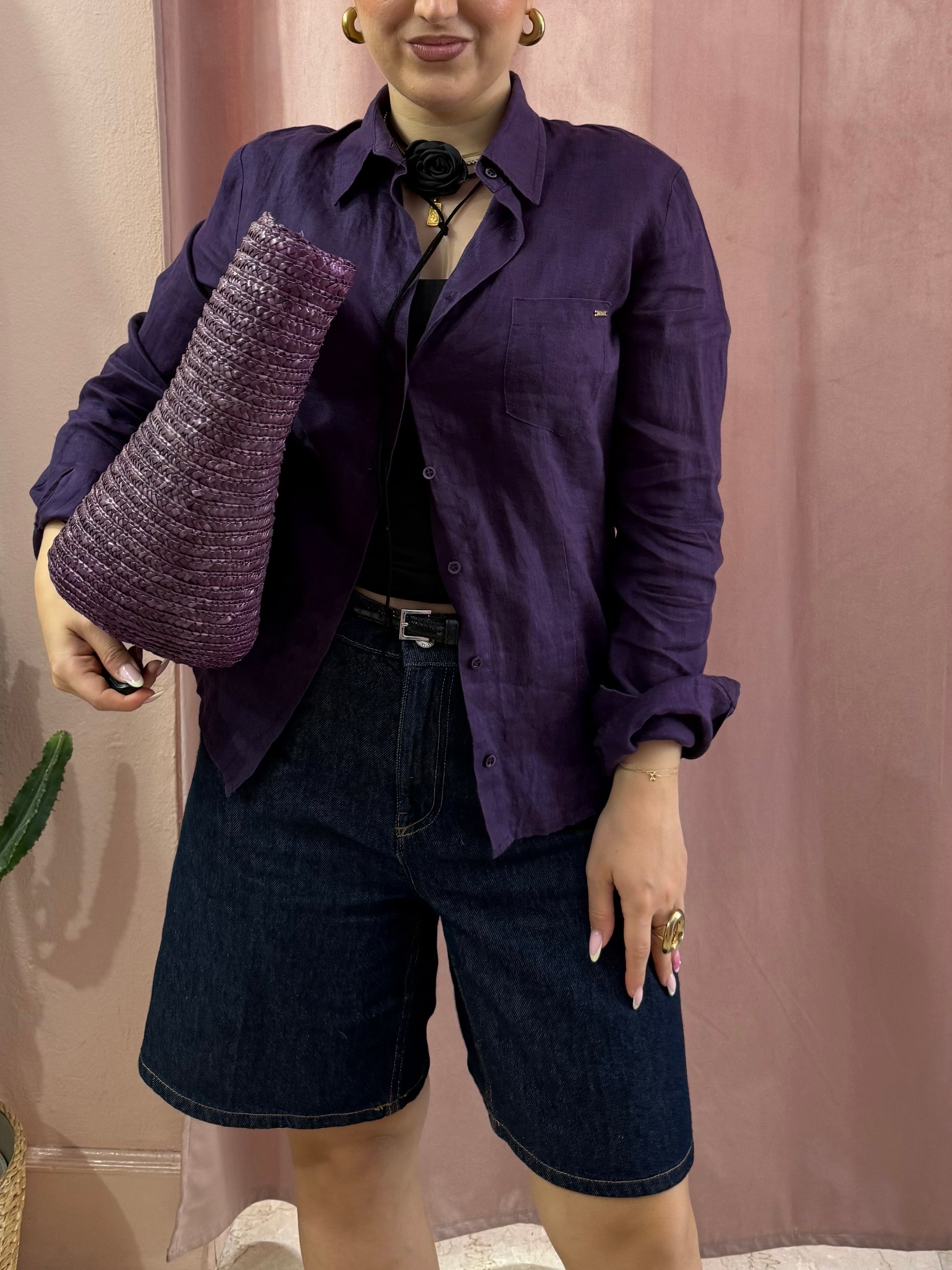 Camicia viola Max&co in puro lino