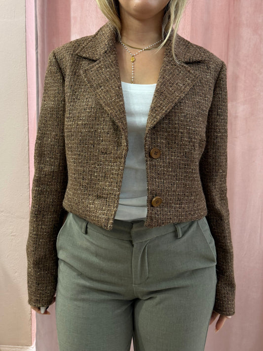 Blazer crop in lana mélange
