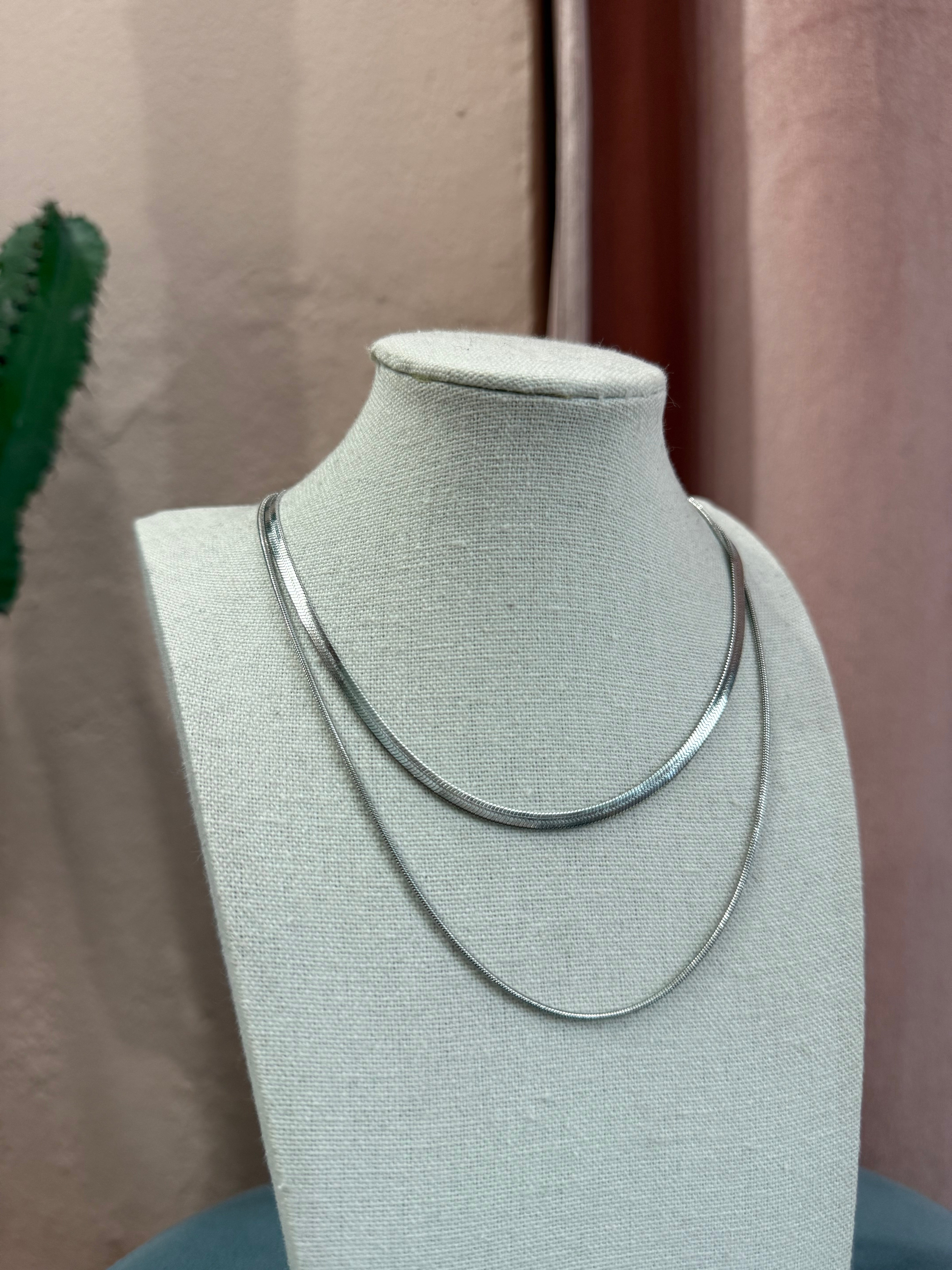 Collana snake doppio argento