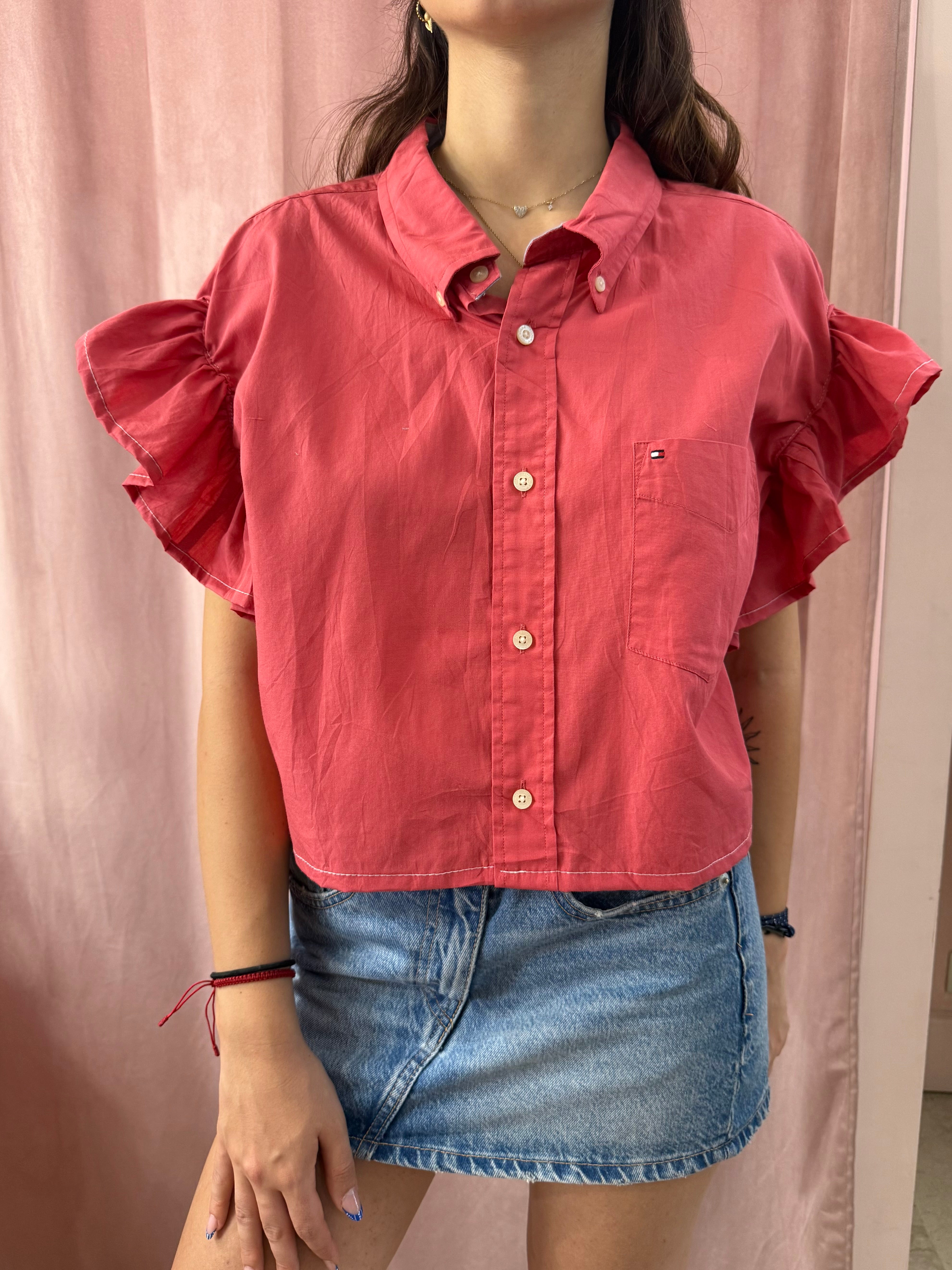 Camicia Tommy Hilfiger upcycling volant fragola