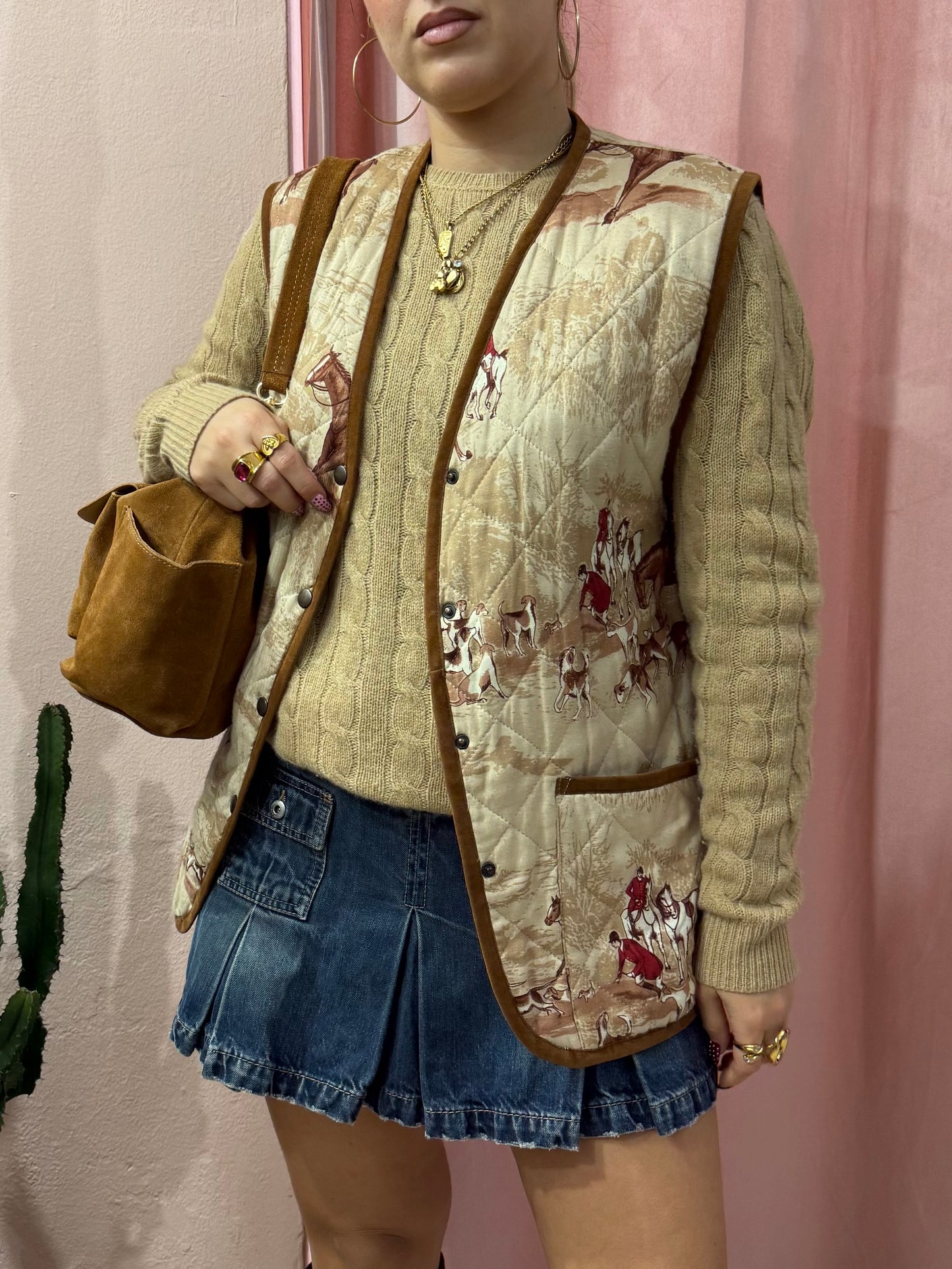 Gilet vintage in tessuto fantasia Caccia