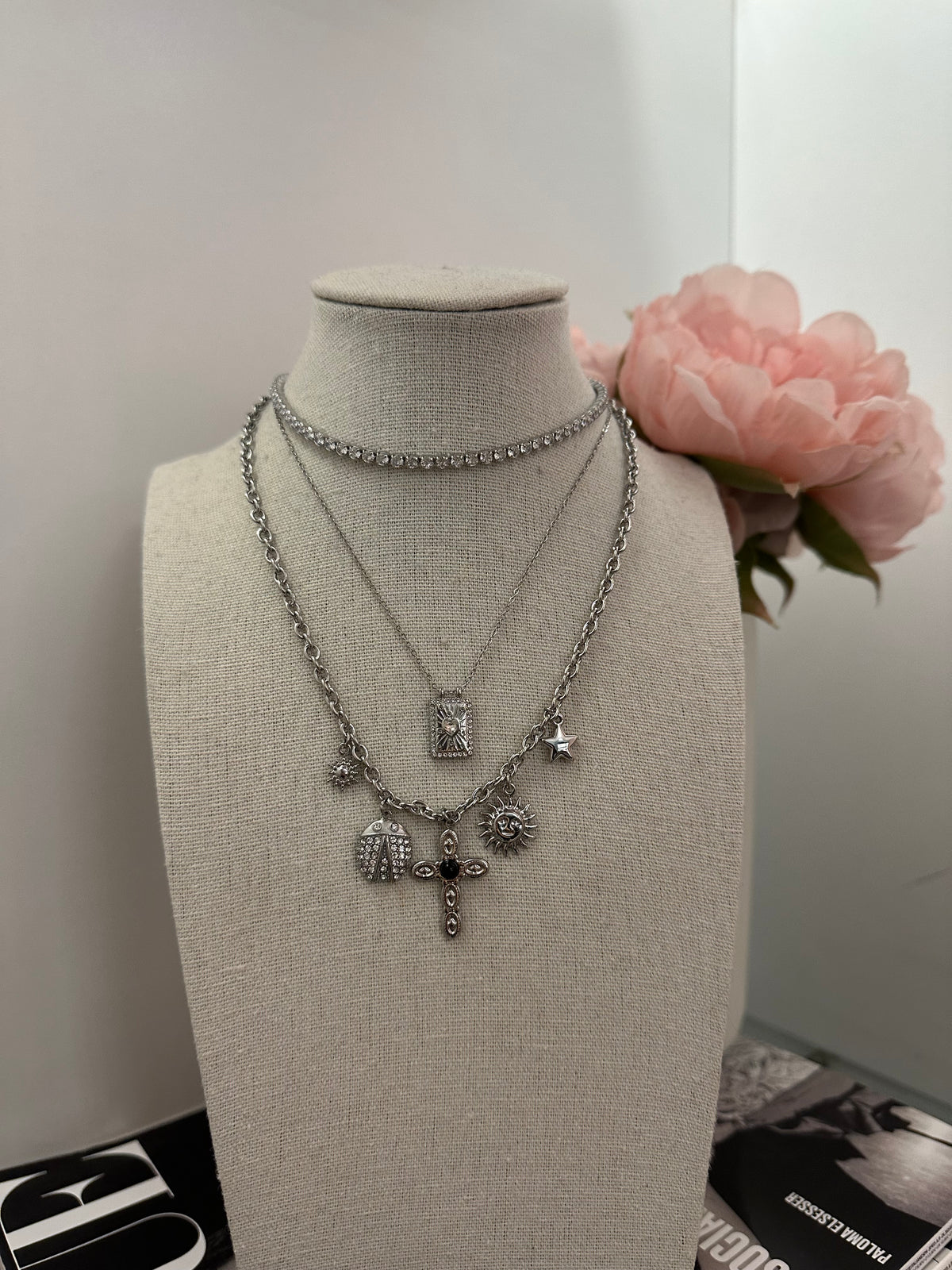 collana multicharm croce