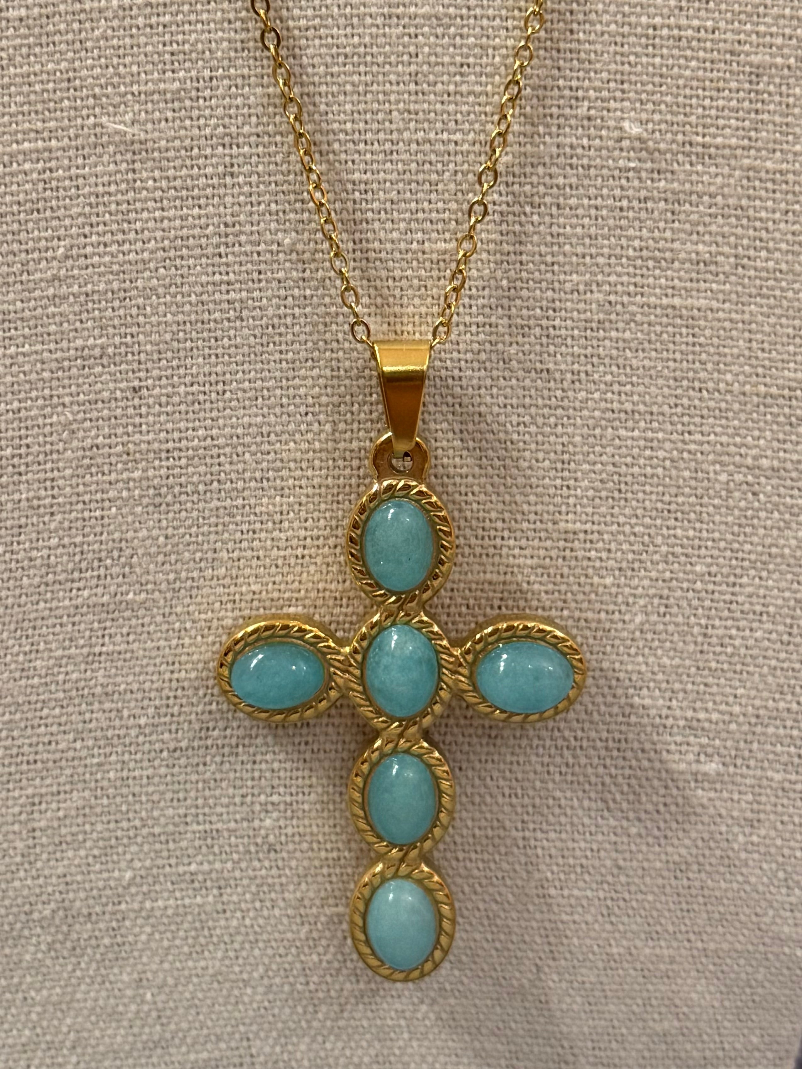 Collana croce turchese