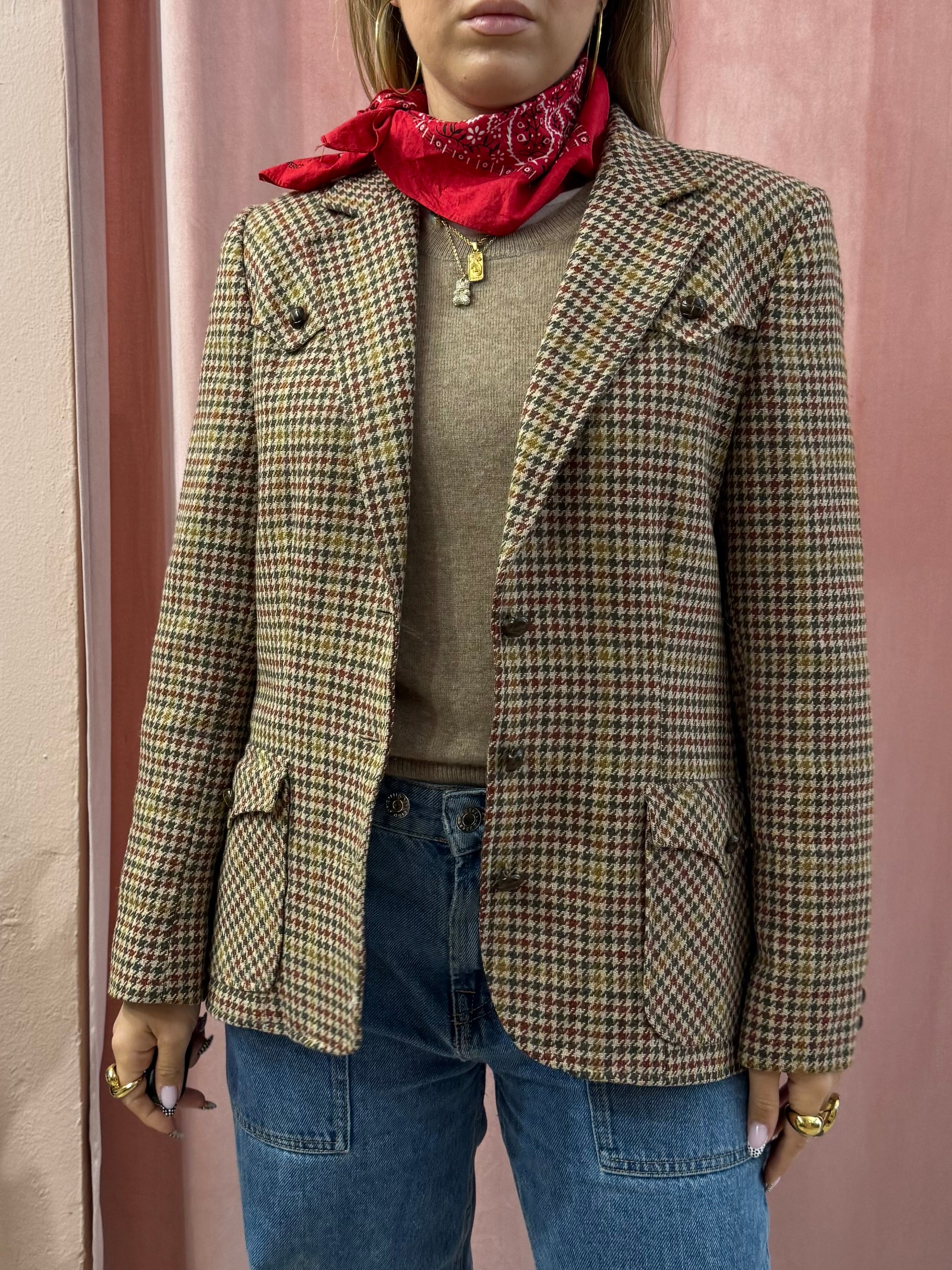 Blazer vintage pied de poule colorato