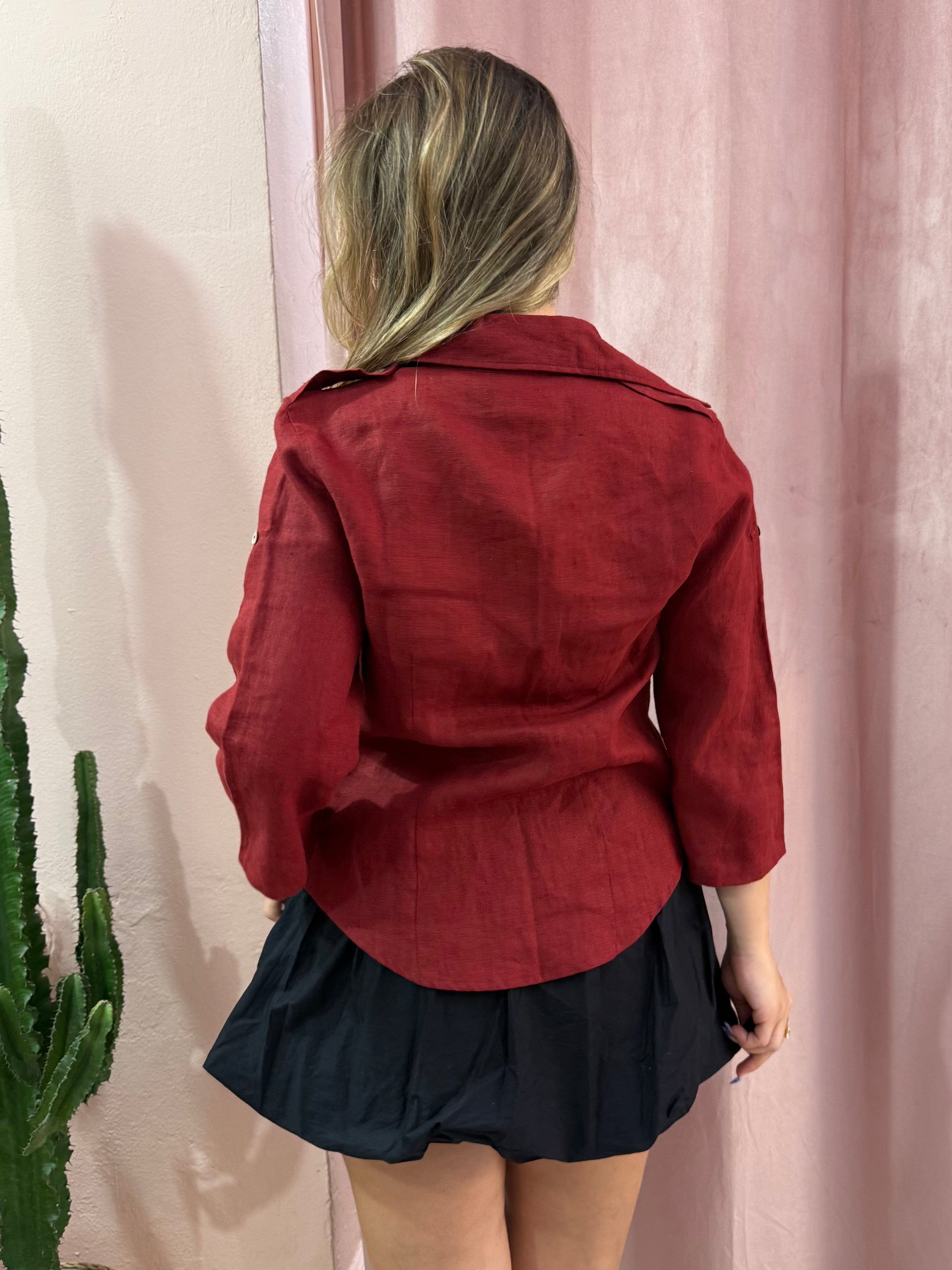 Camicia Bordeaux in lino