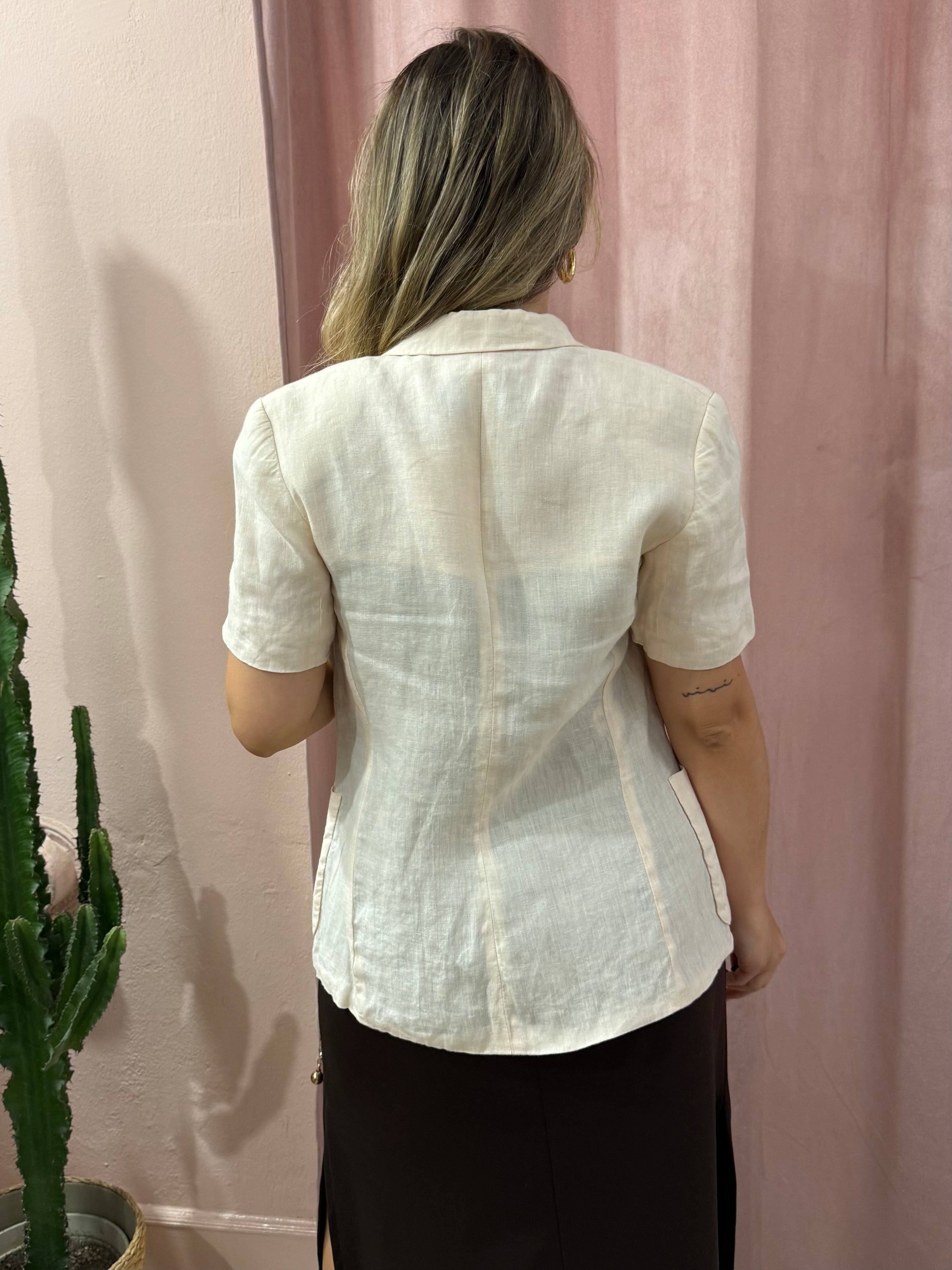 Blazer Max Mara rosa cipria in puro lino