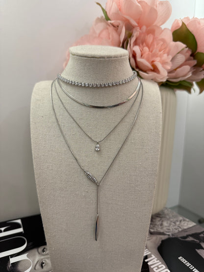 Collana doppia con punto luce gold/silver