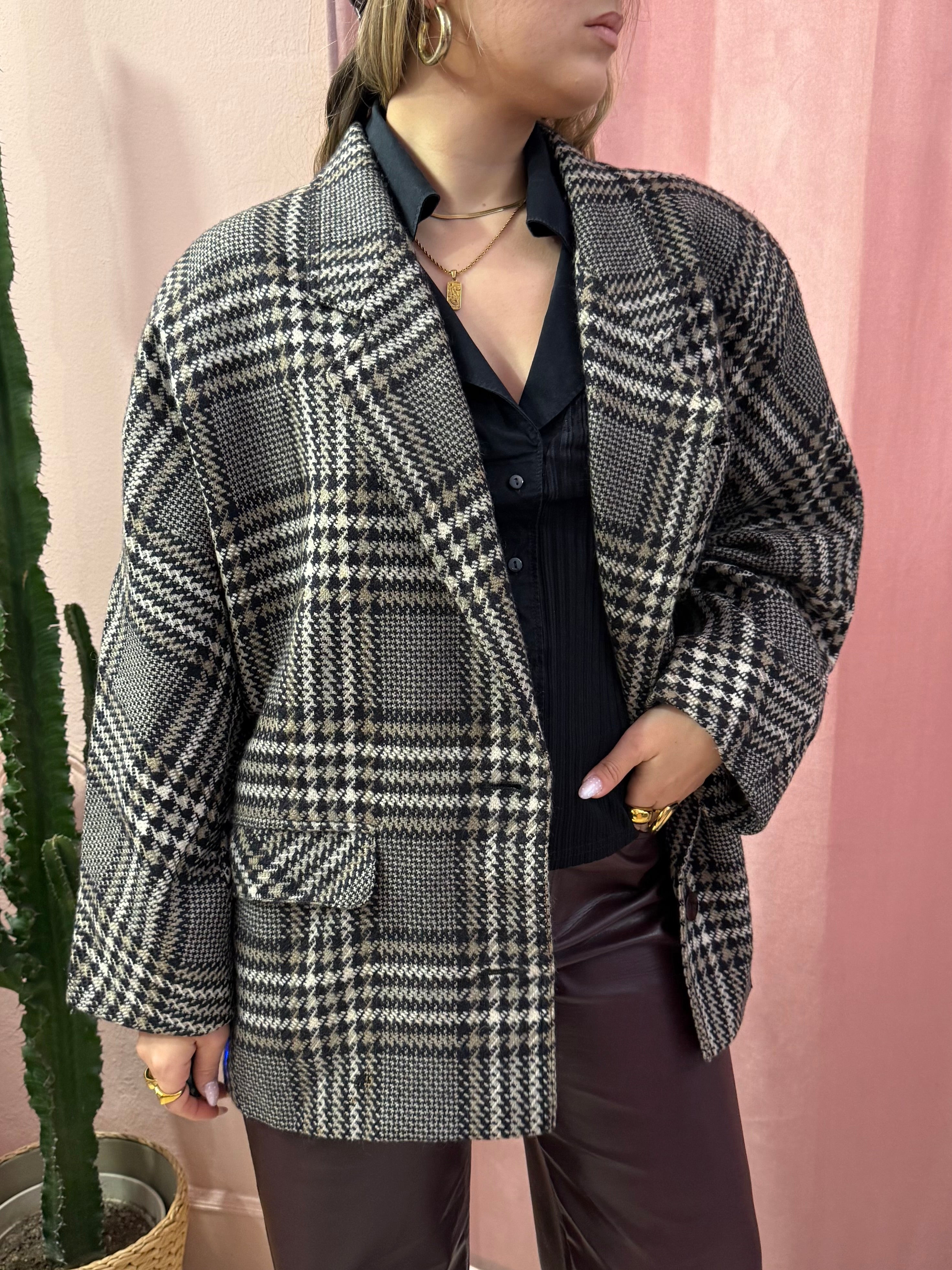 Blazer vintage principe di Galles grigio