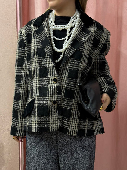 Blazer quadri bianco e nero