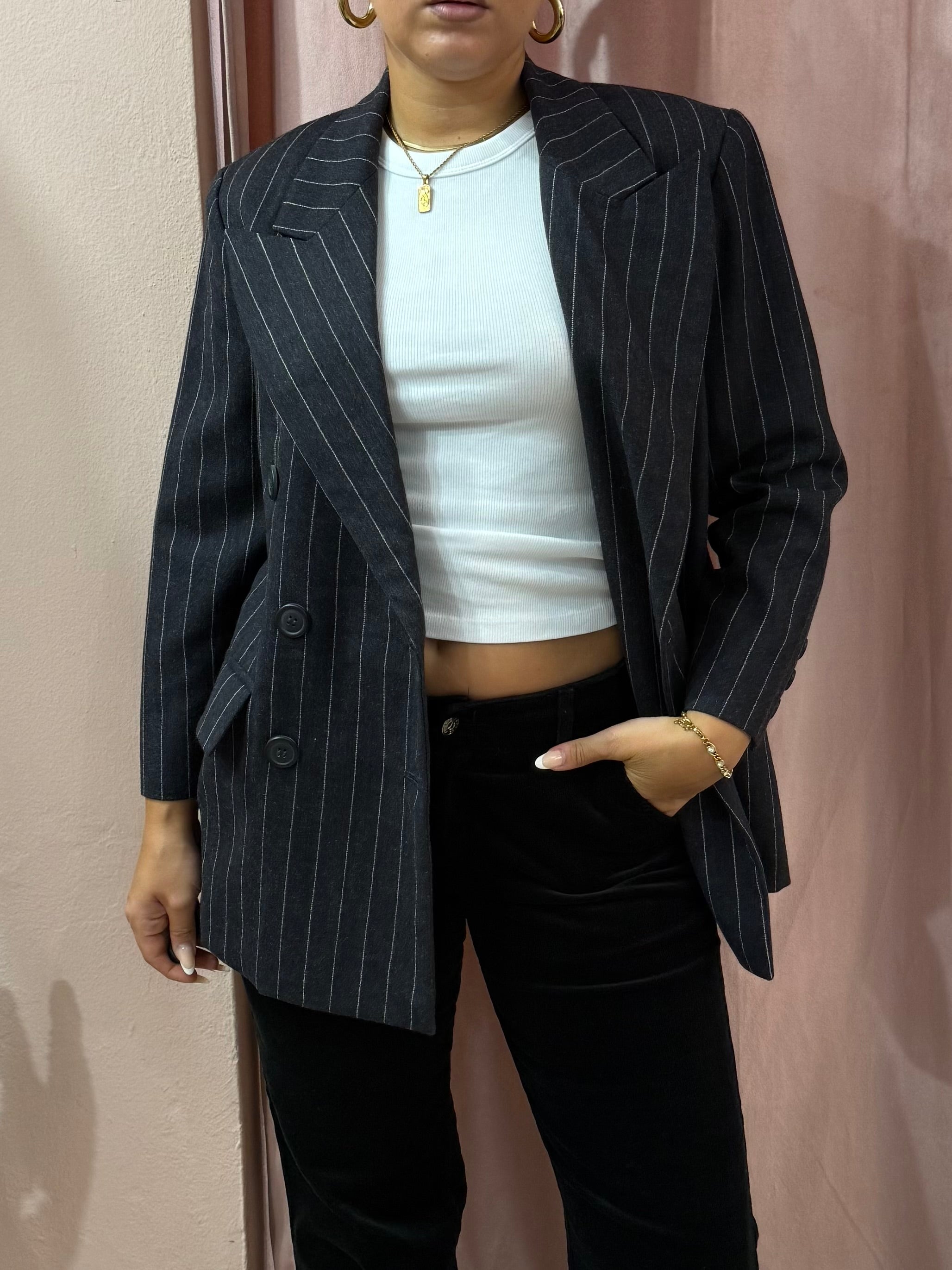 Blazer Pierre Balmain gessato antracite