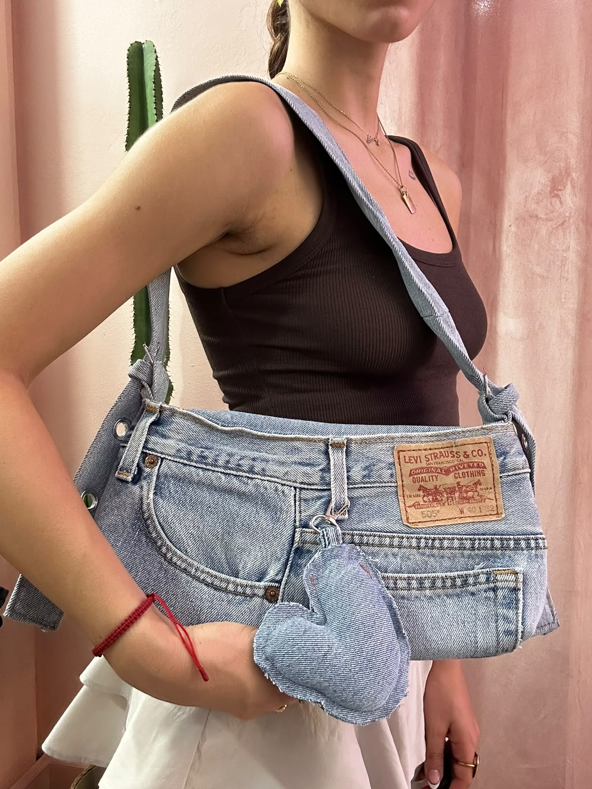 Borsa levis baguette upcycling denim chiaro