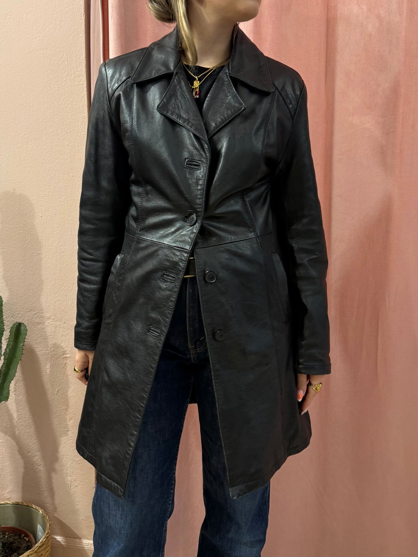 Giacca lunga in vera pelle