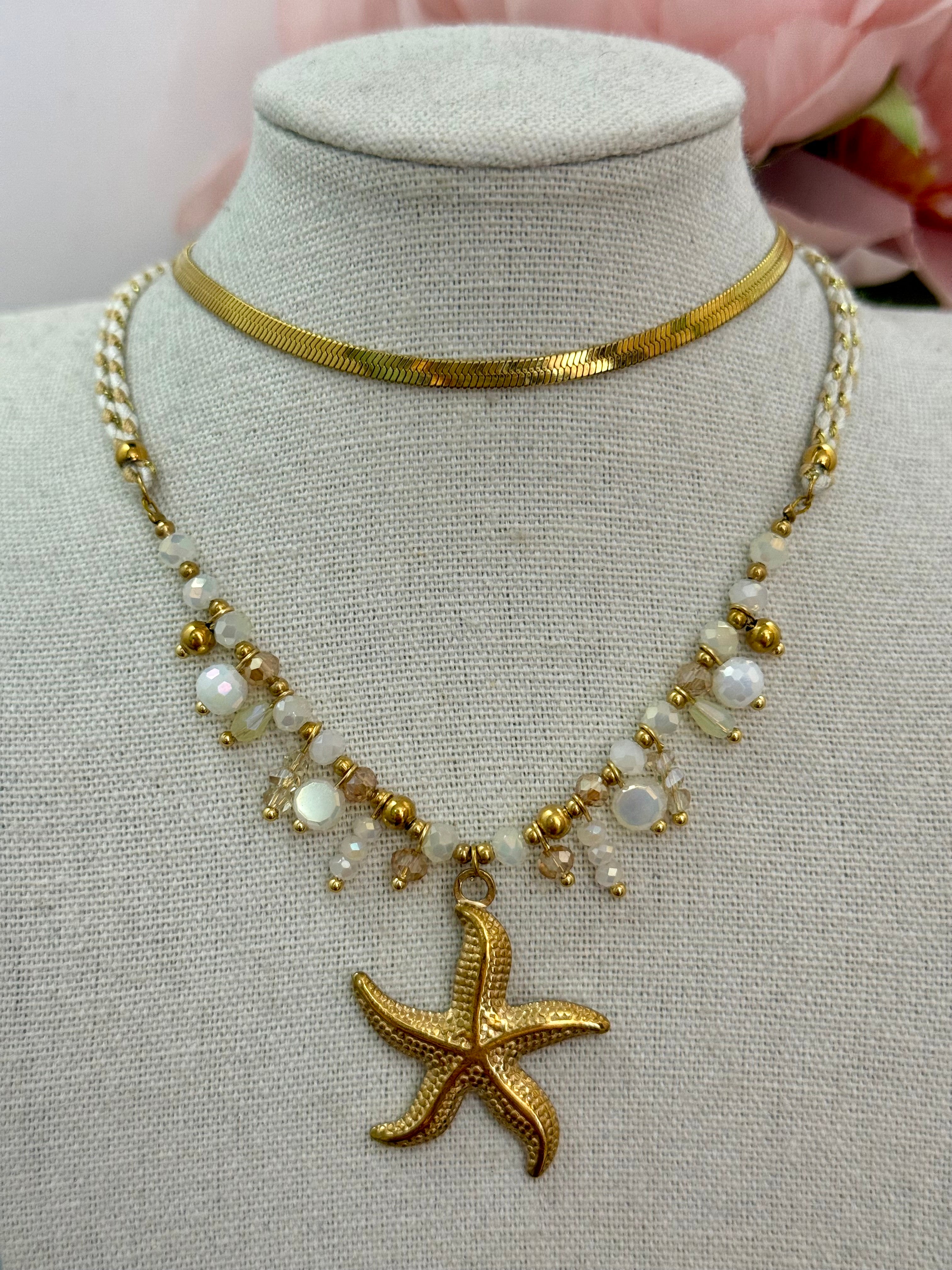 Collana in corda con stella marina | più colori