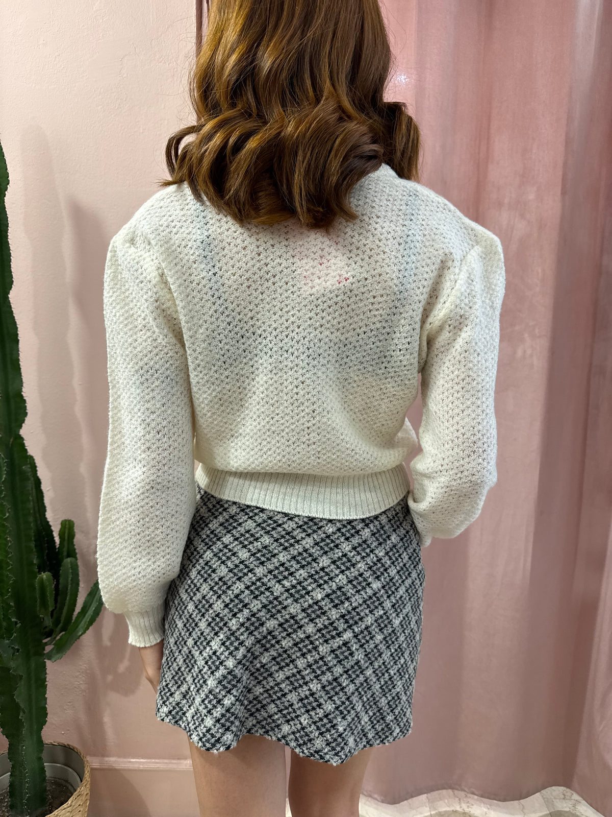 Cardigan panna in pura lana