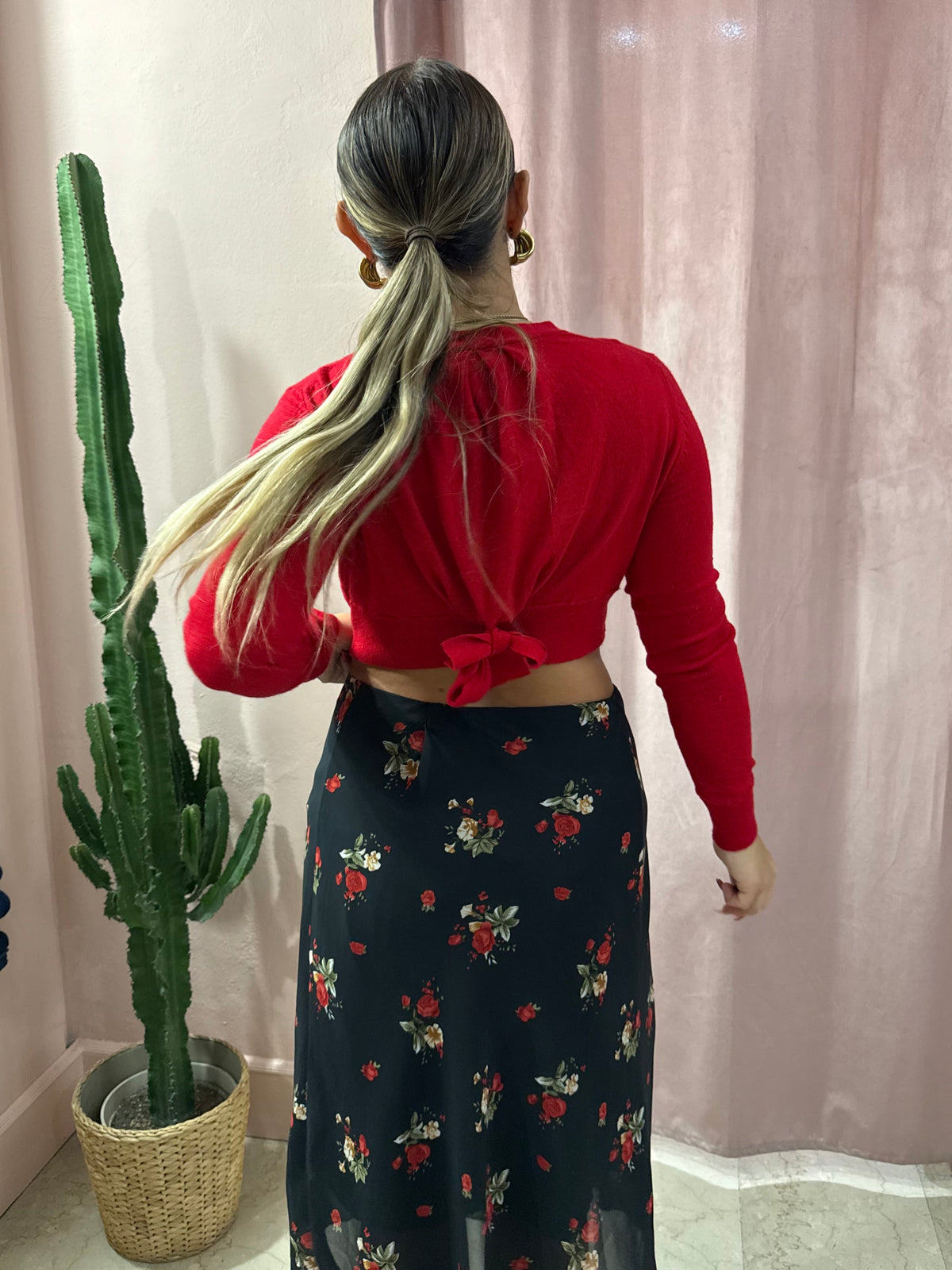 Cardigan Twinset rosso in lana