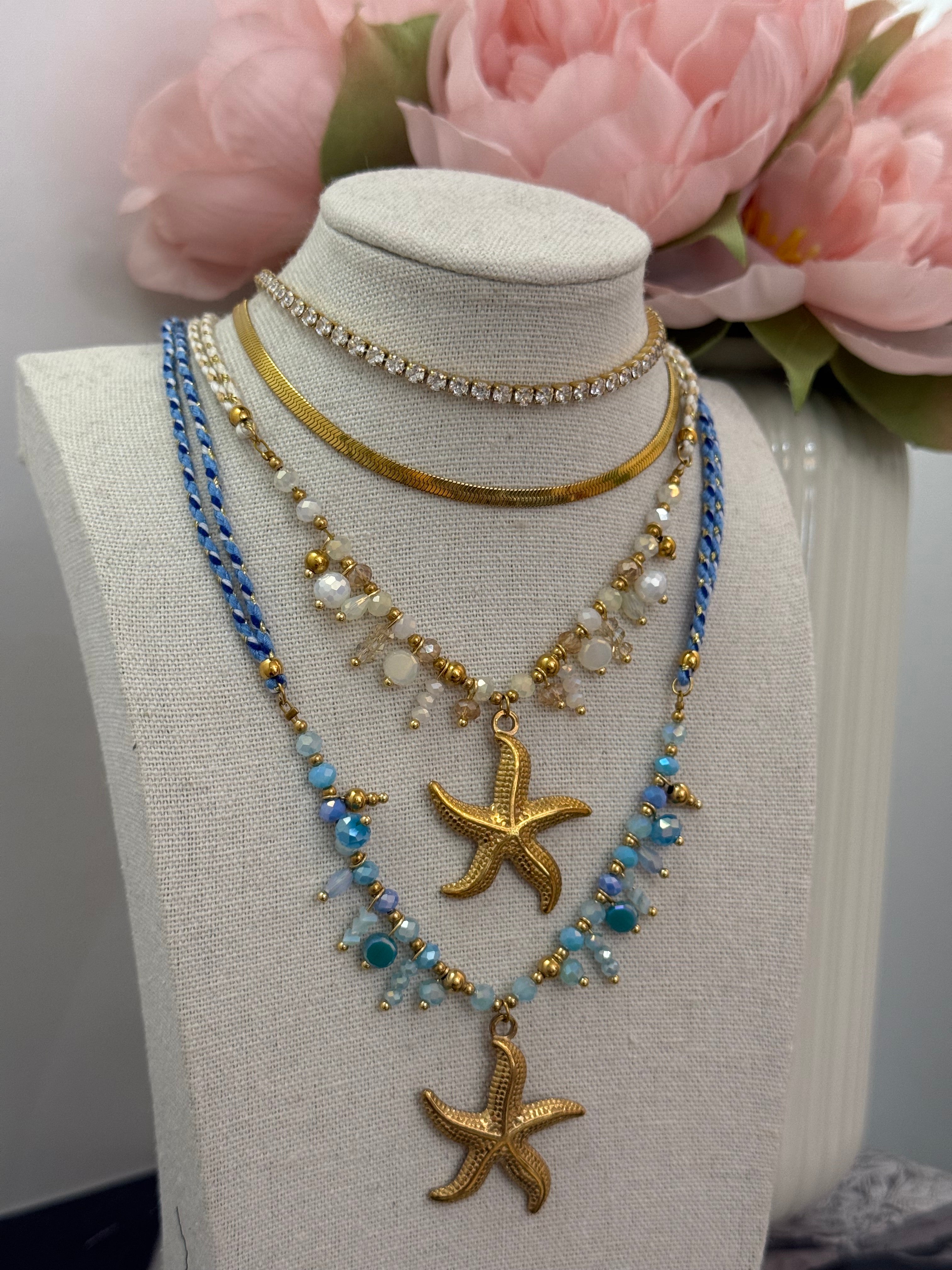 Collana in corda con stella marina | più colori