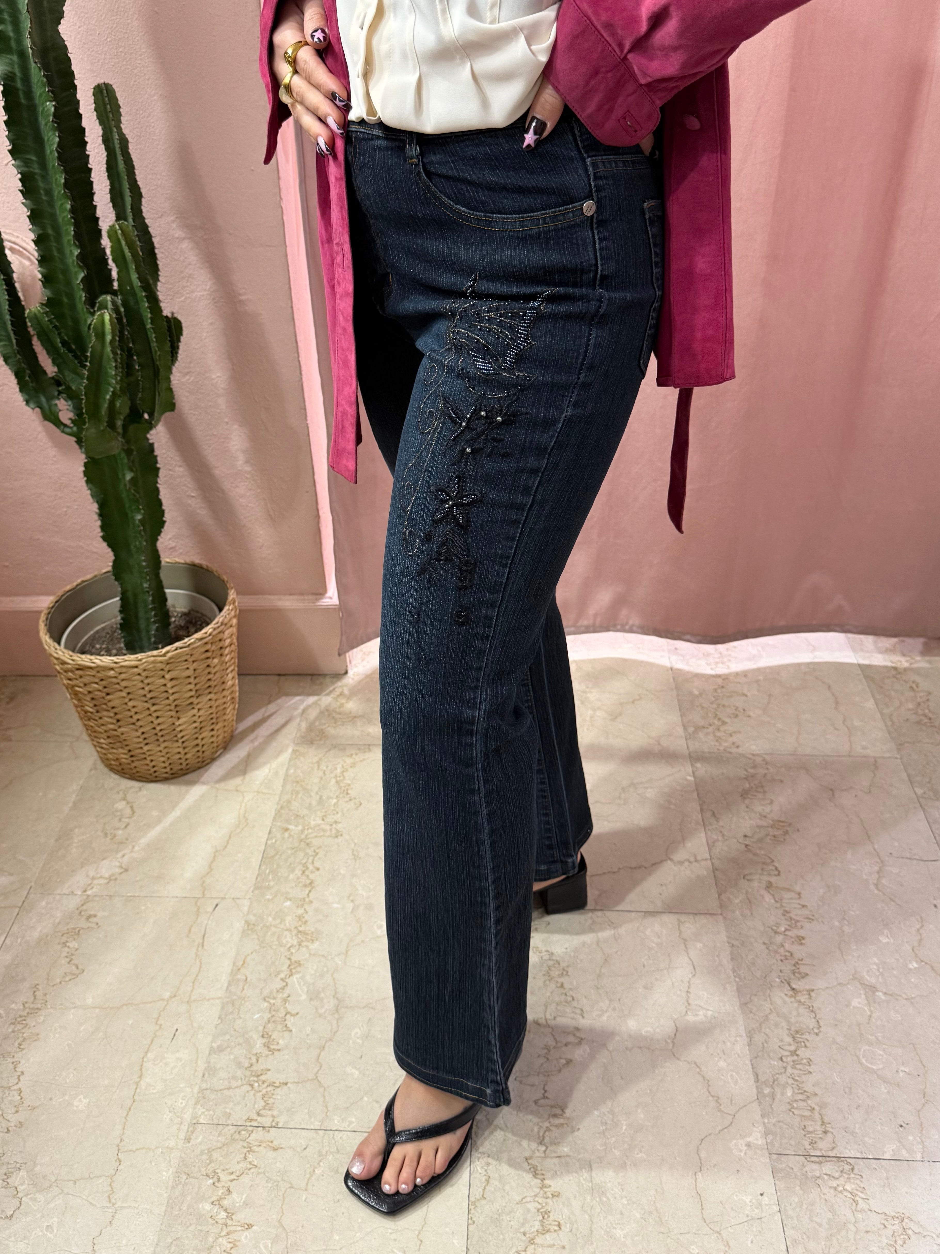 Jeans 00s ricamati con perline