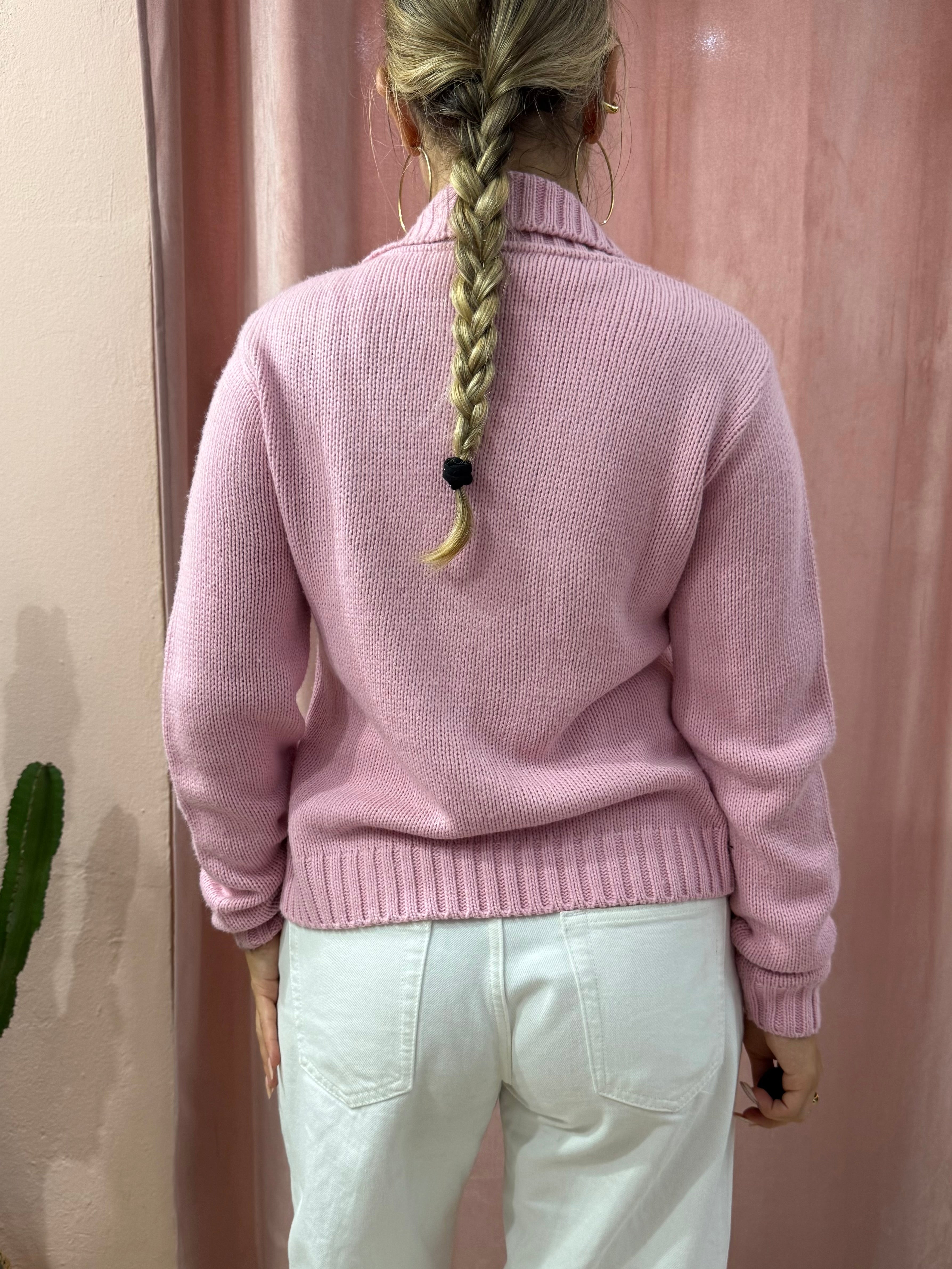 Cardigan rosa anni 2000 in lana