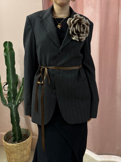 Blazer upcycling fiocco laterale e rosa