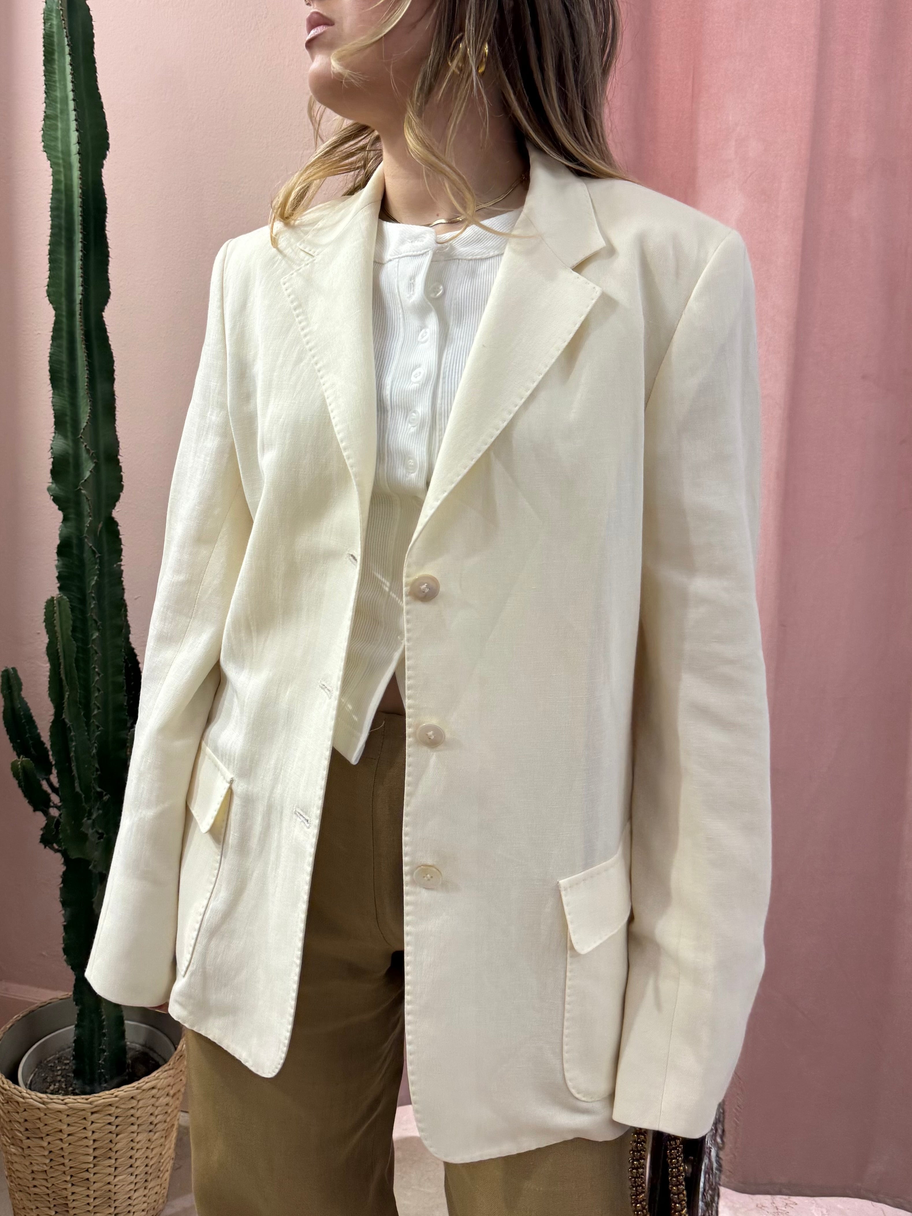 Blazer Max Mara in misto lino panna