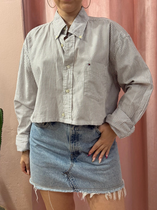 Camicia crop Tommy Hilfiger a righe beige