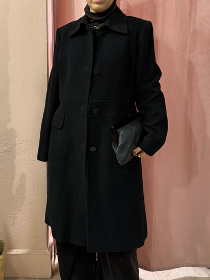 Cappotto DKNY nero in lana e cashmere