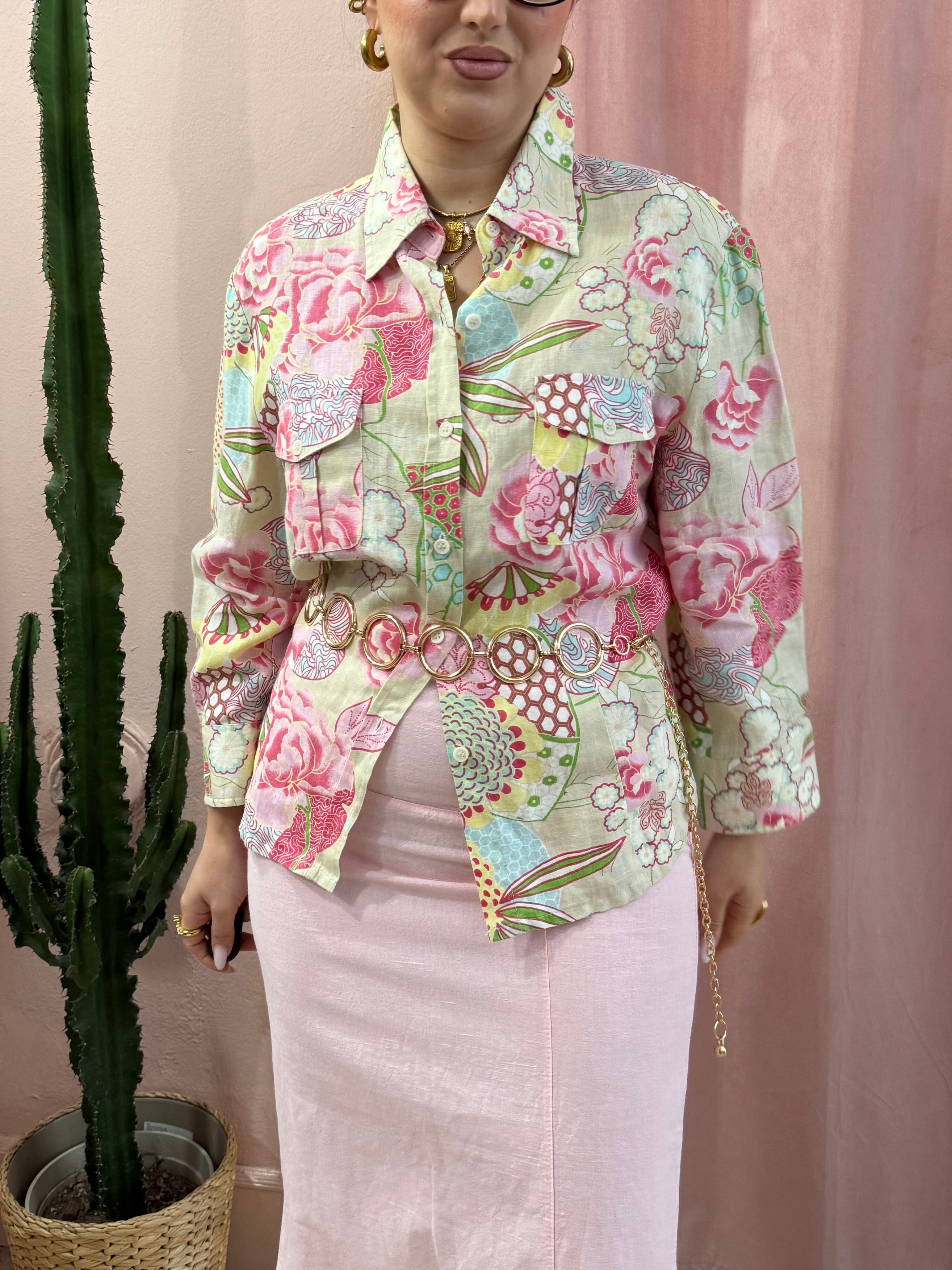 Camicia in fantasia in puro lino