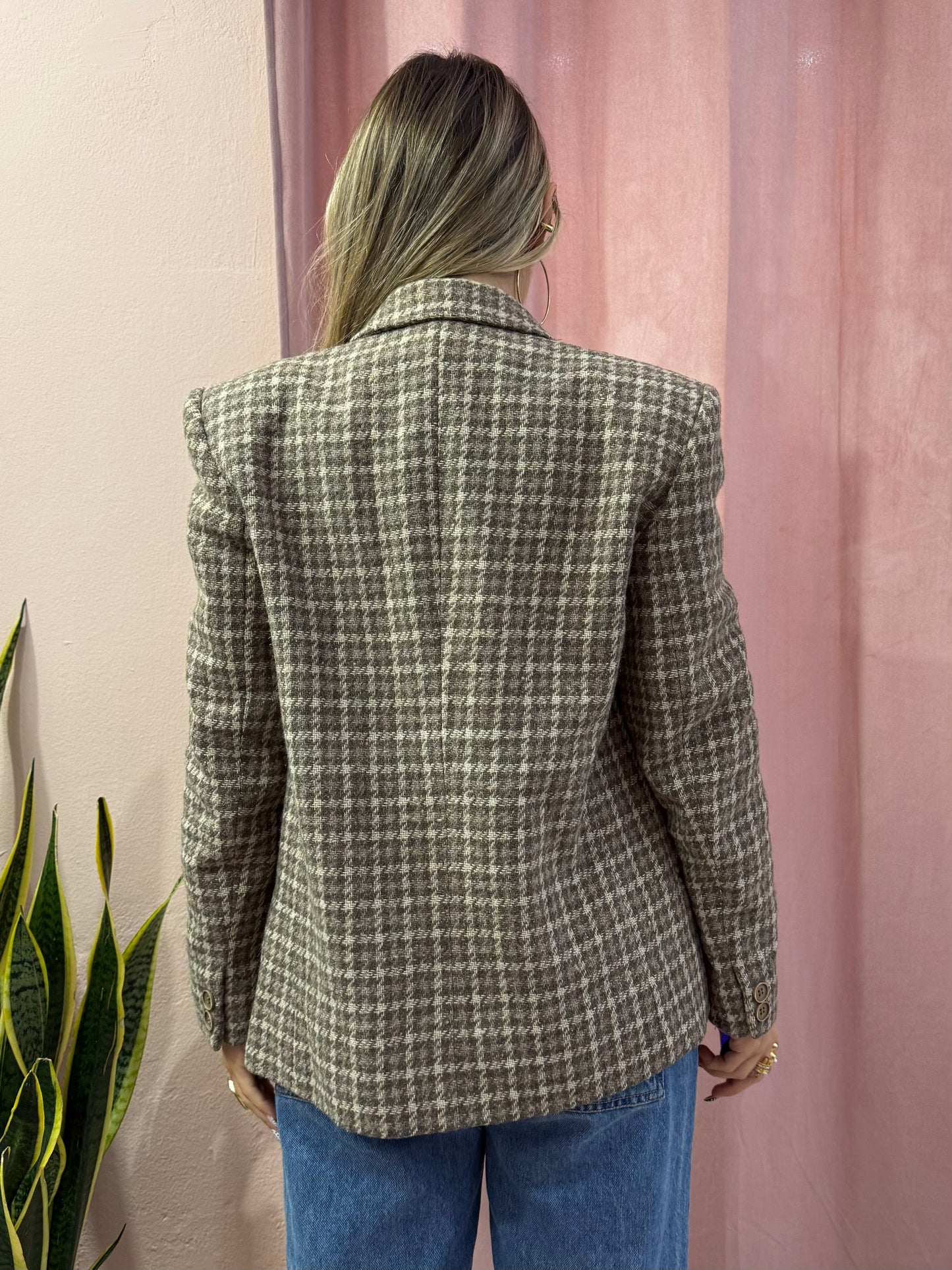 Blazer vintage pied de poule in lana
