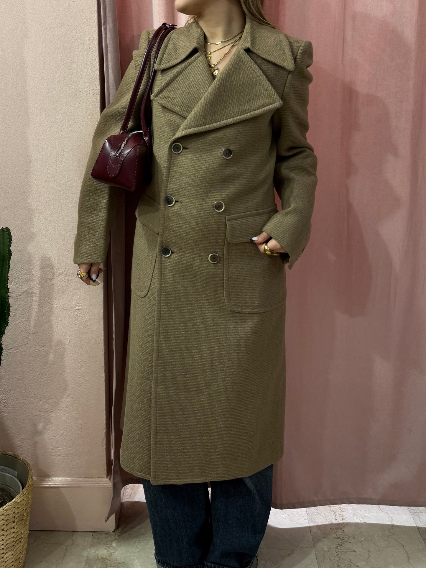 Cappotto maxi tortora in lana