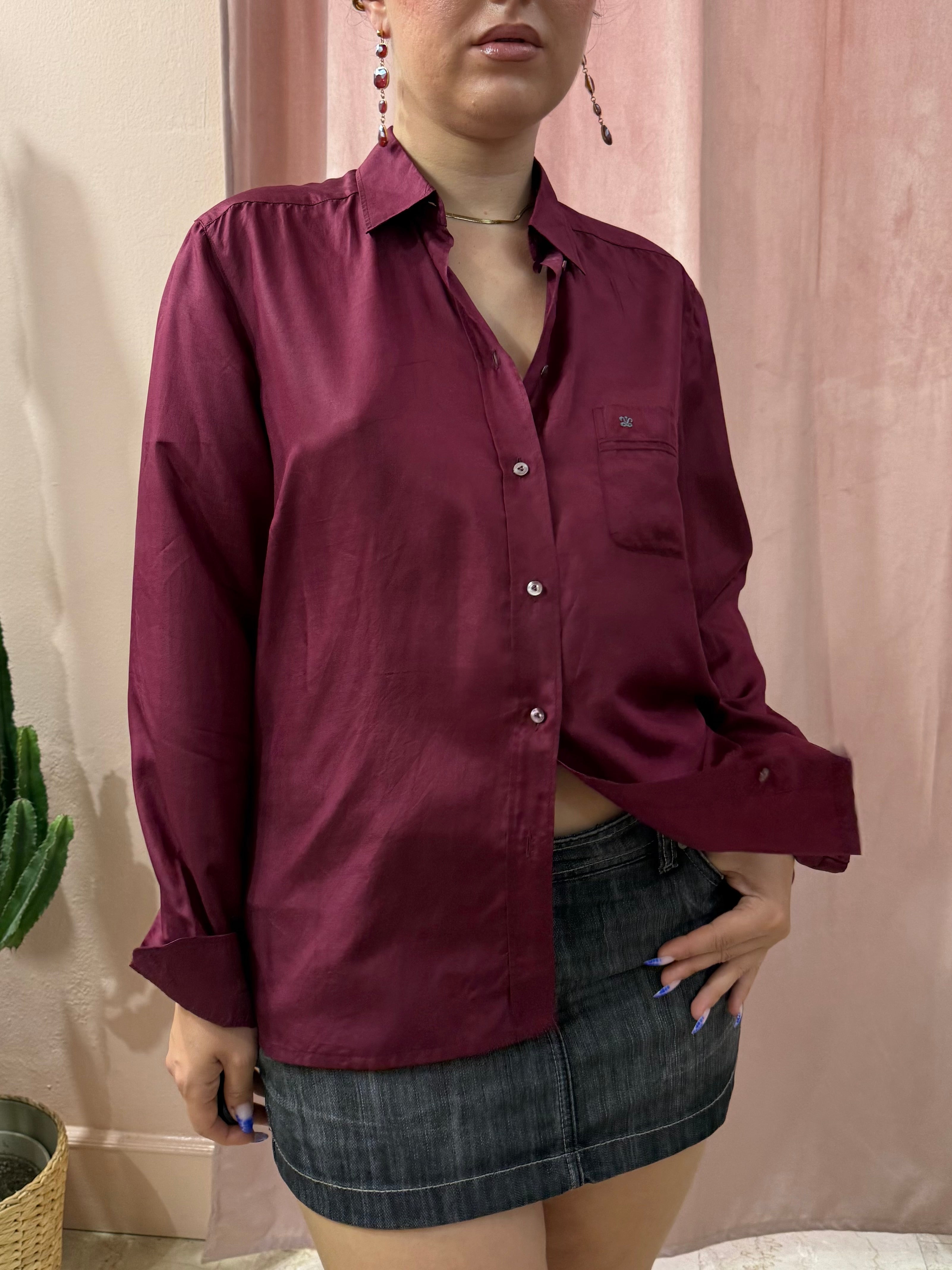 Camicia in seta bordeaux