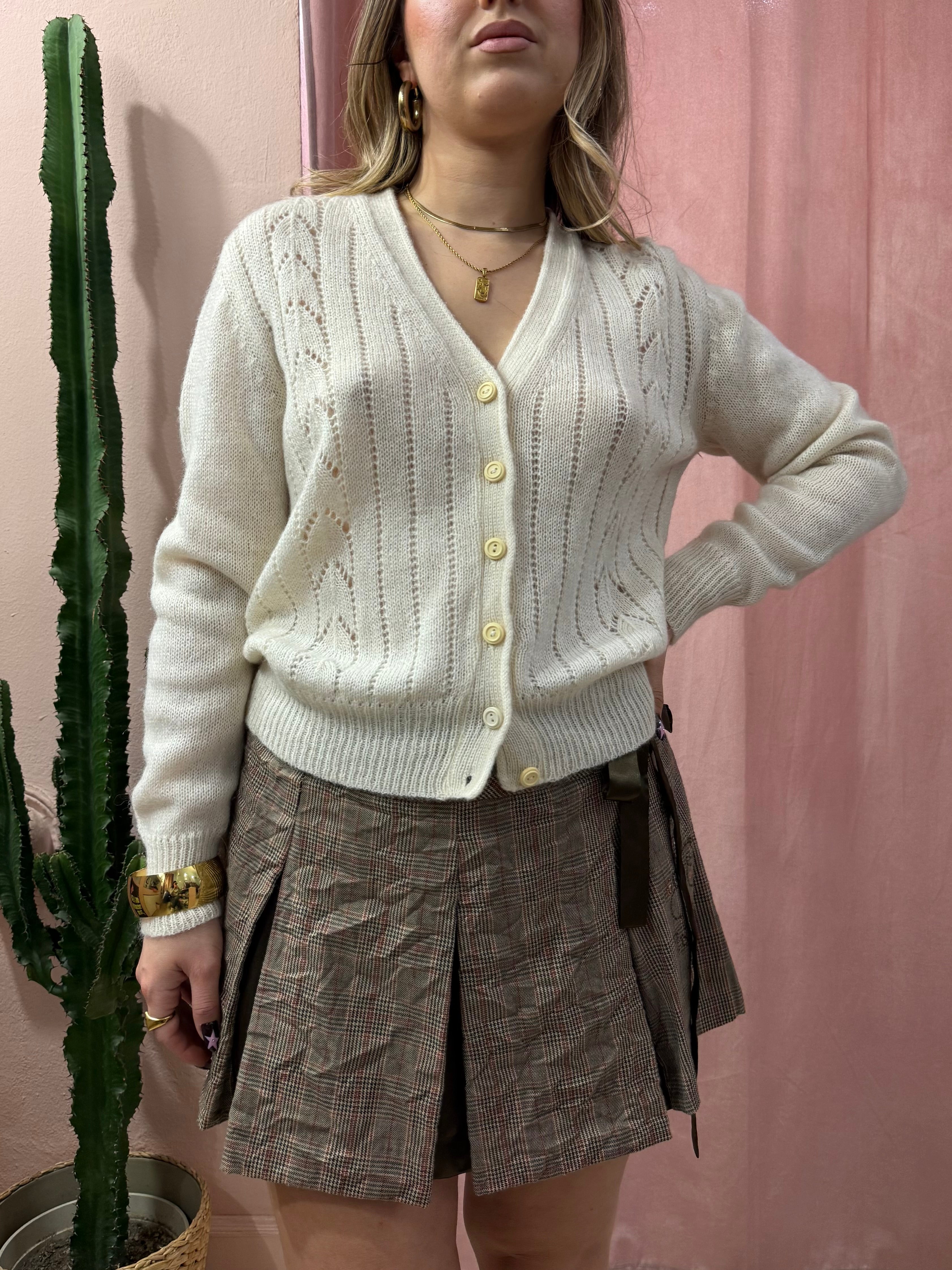 Cardigan panna in lana