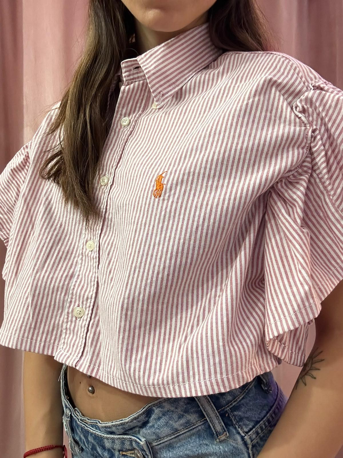 Camicia Ralph Lauren upcycling volant righe