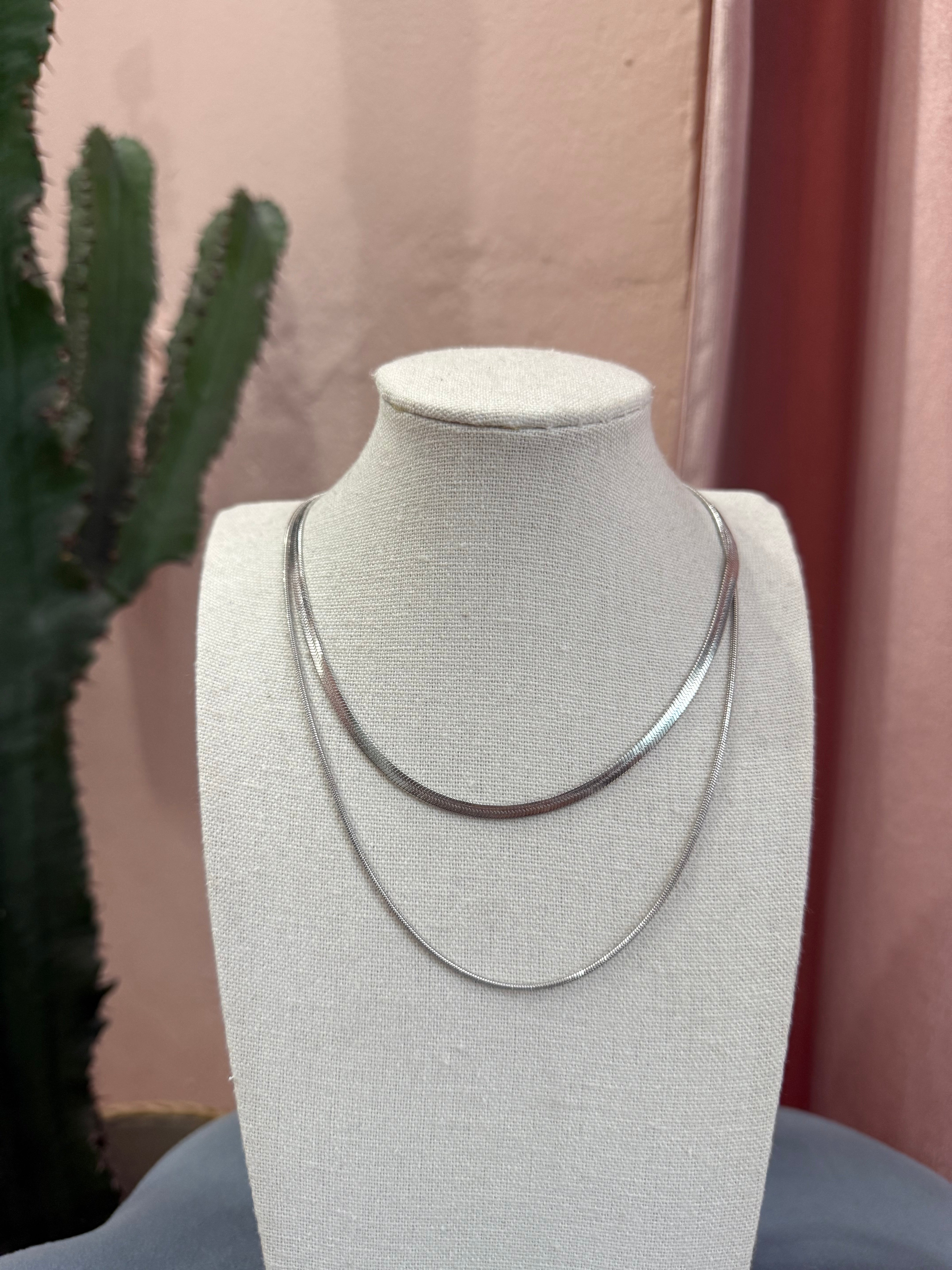 Collana snake doppio argento