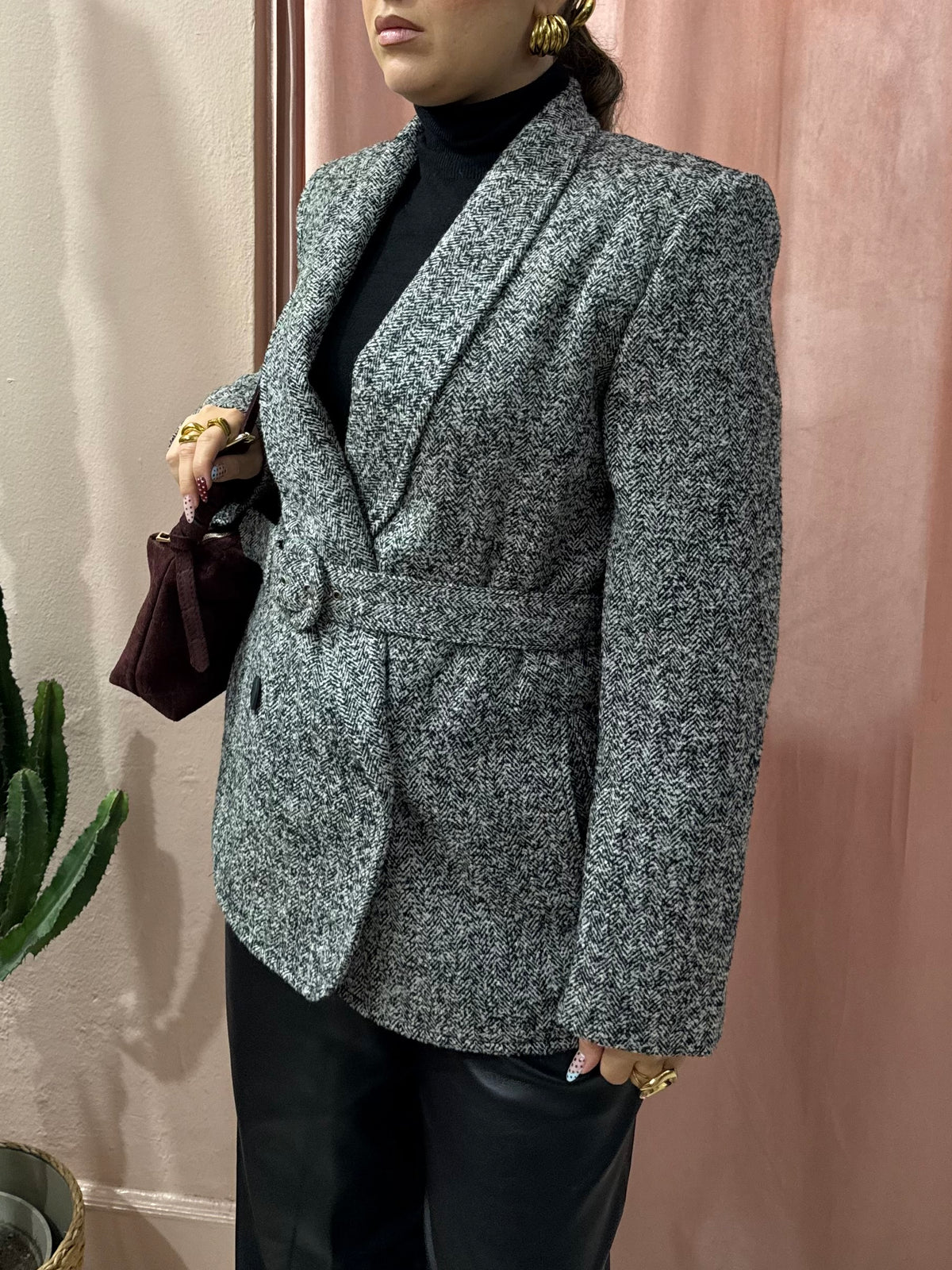 Blazer mélange con cinturino