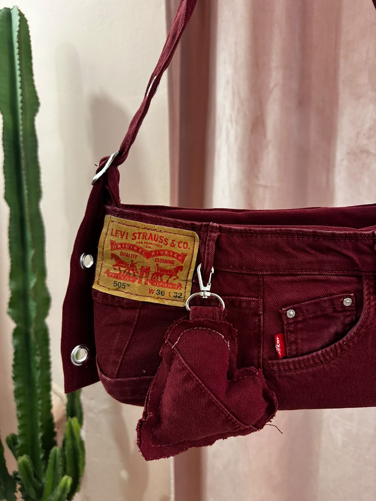 Borsa Levis baguette upcycling bordeaux