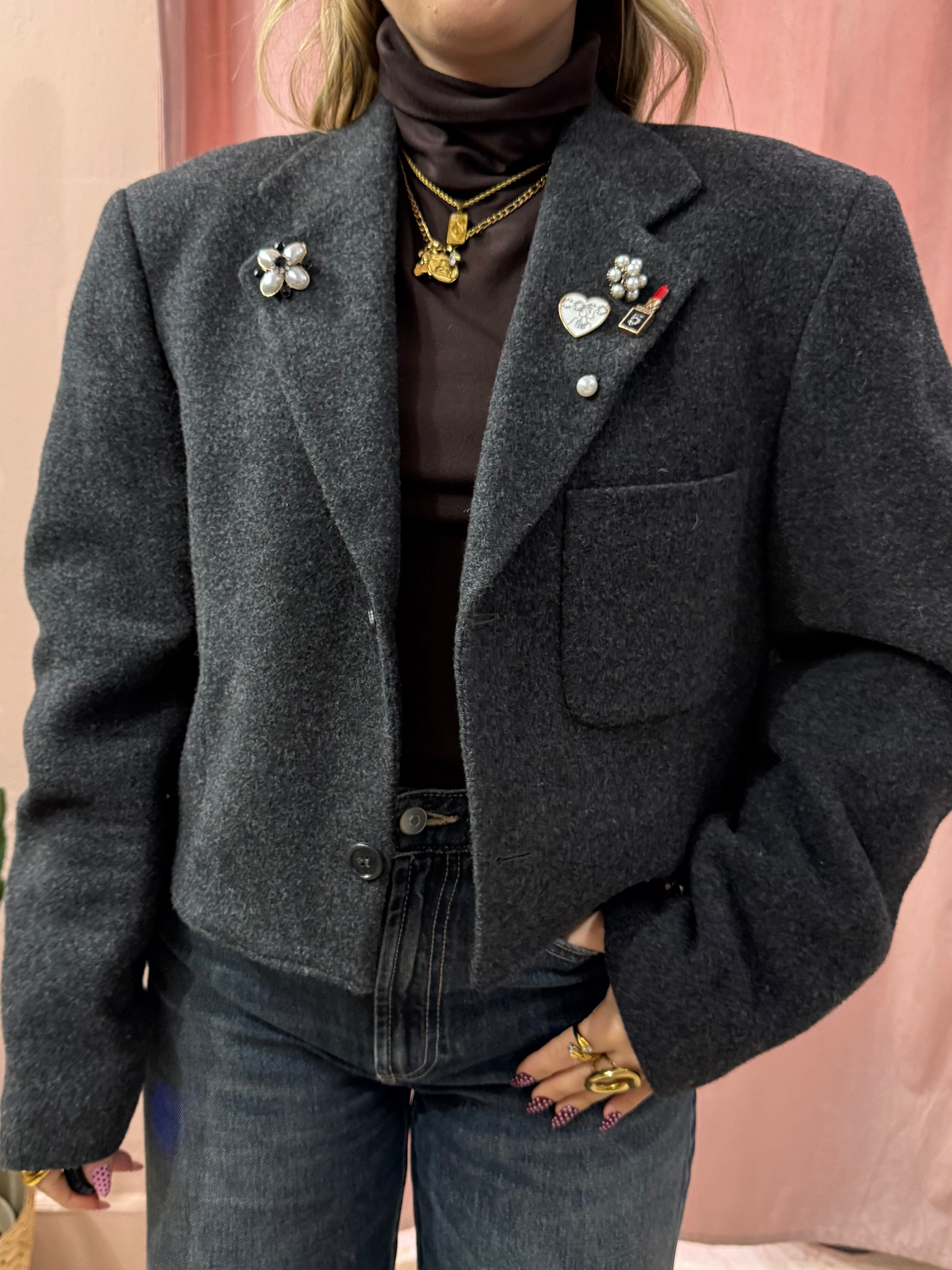 Blazer vintage crop antracite