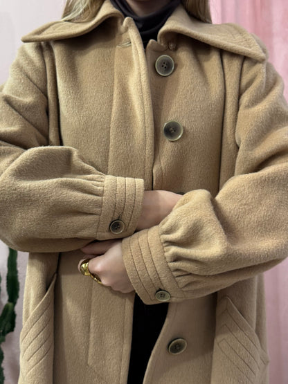 Cappotto cammello maniche a sbuffo