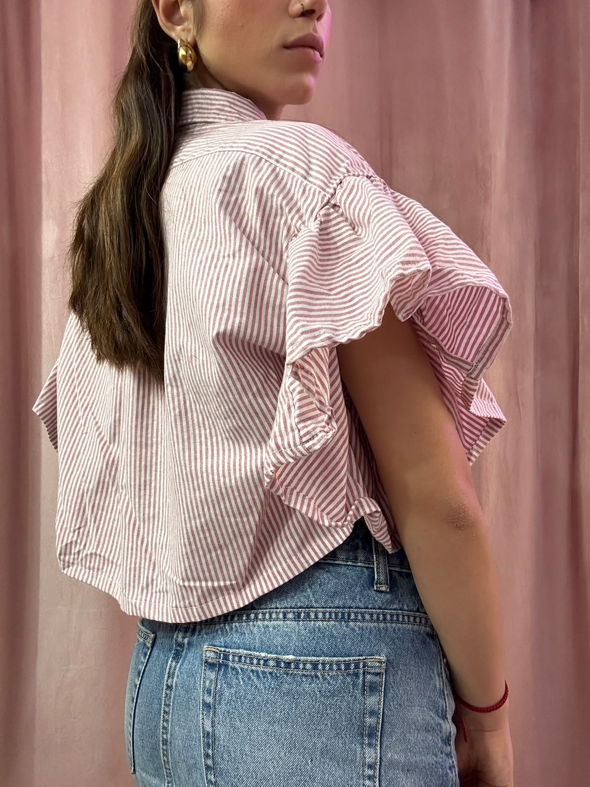 Camicia Ralph Lauren upcycling volant righe