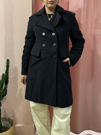 Cappotto antracite doppiopetto in lana