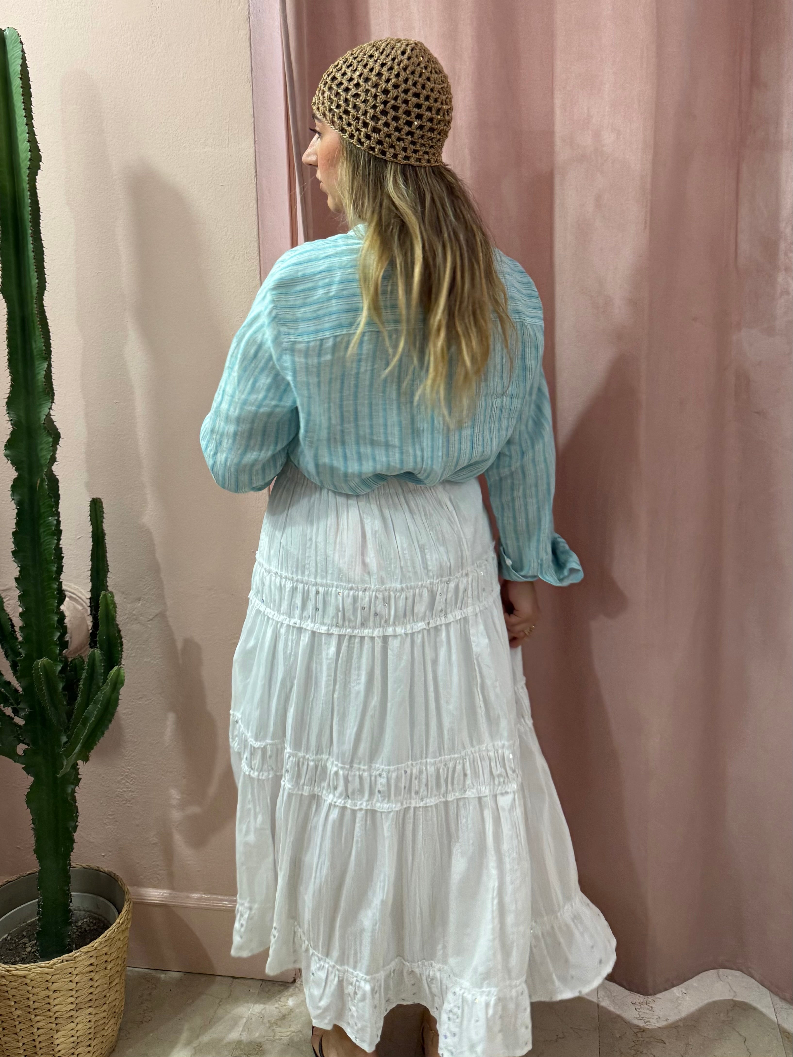 Maxi gonna bianca con dettaglio in paillettes