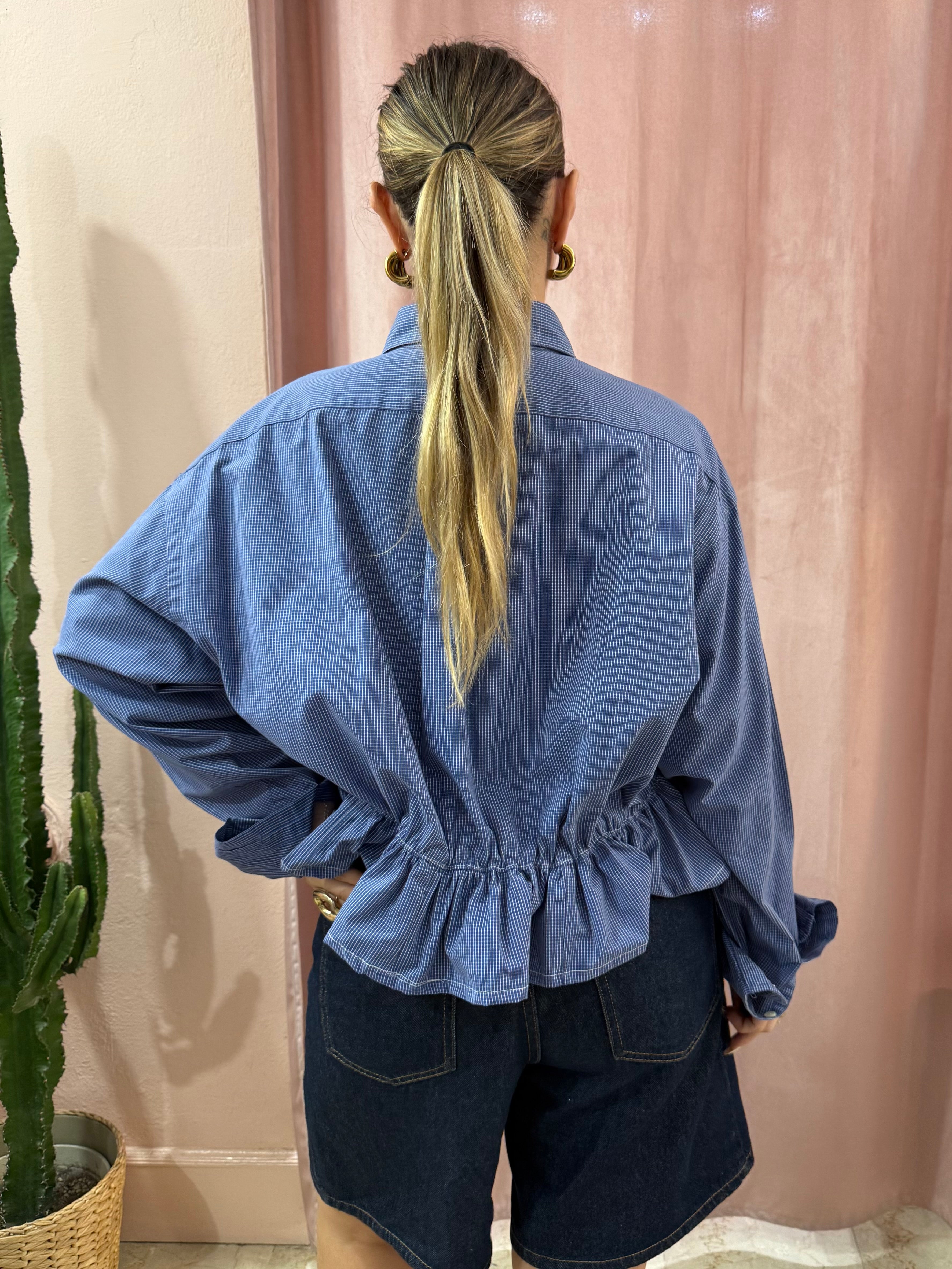 Camicia Ralph Lauren upcycling volant blu